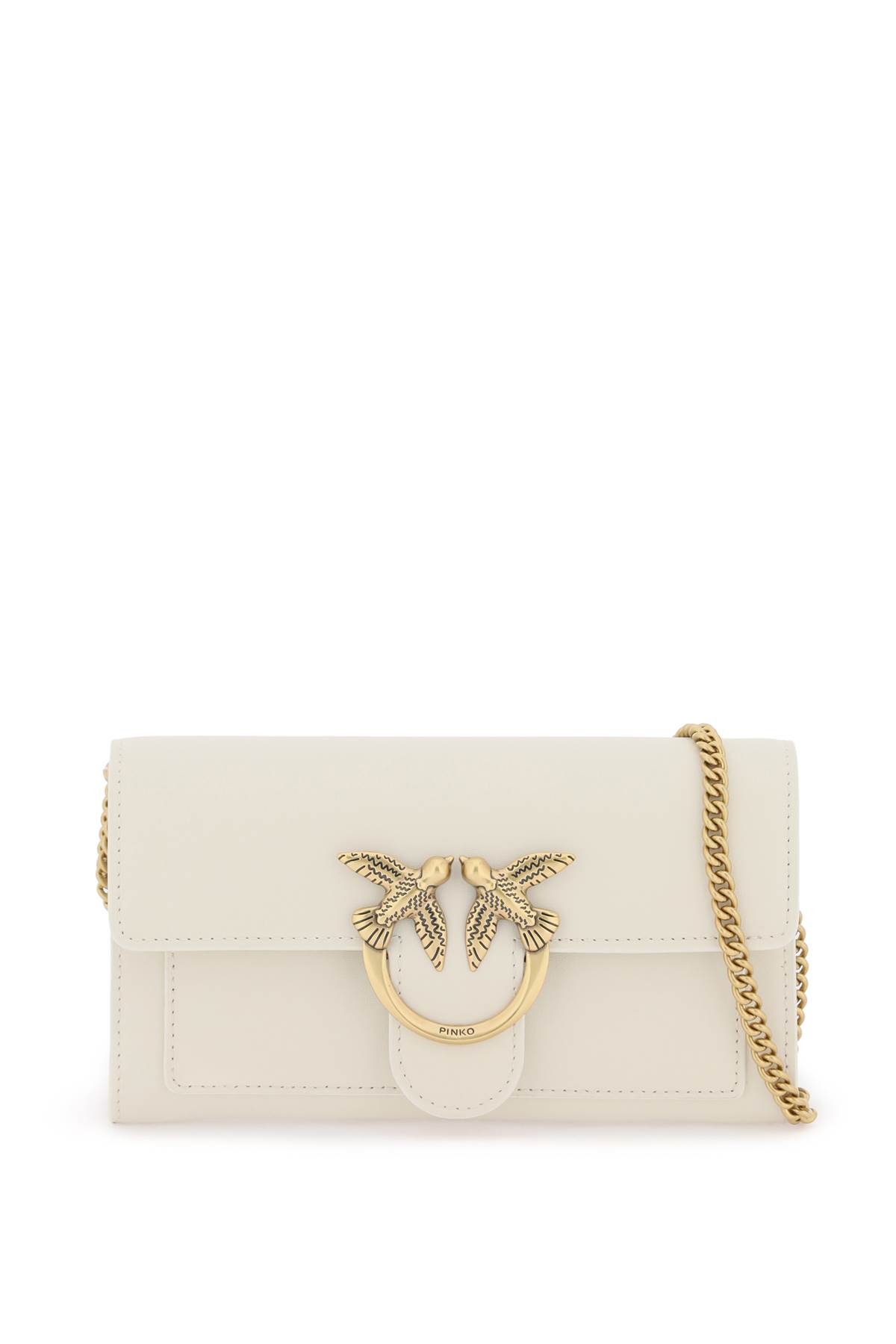 Shop Pinko Love Bag Simply Crossbody Bag In Bianco Seta-antique Gold (white)