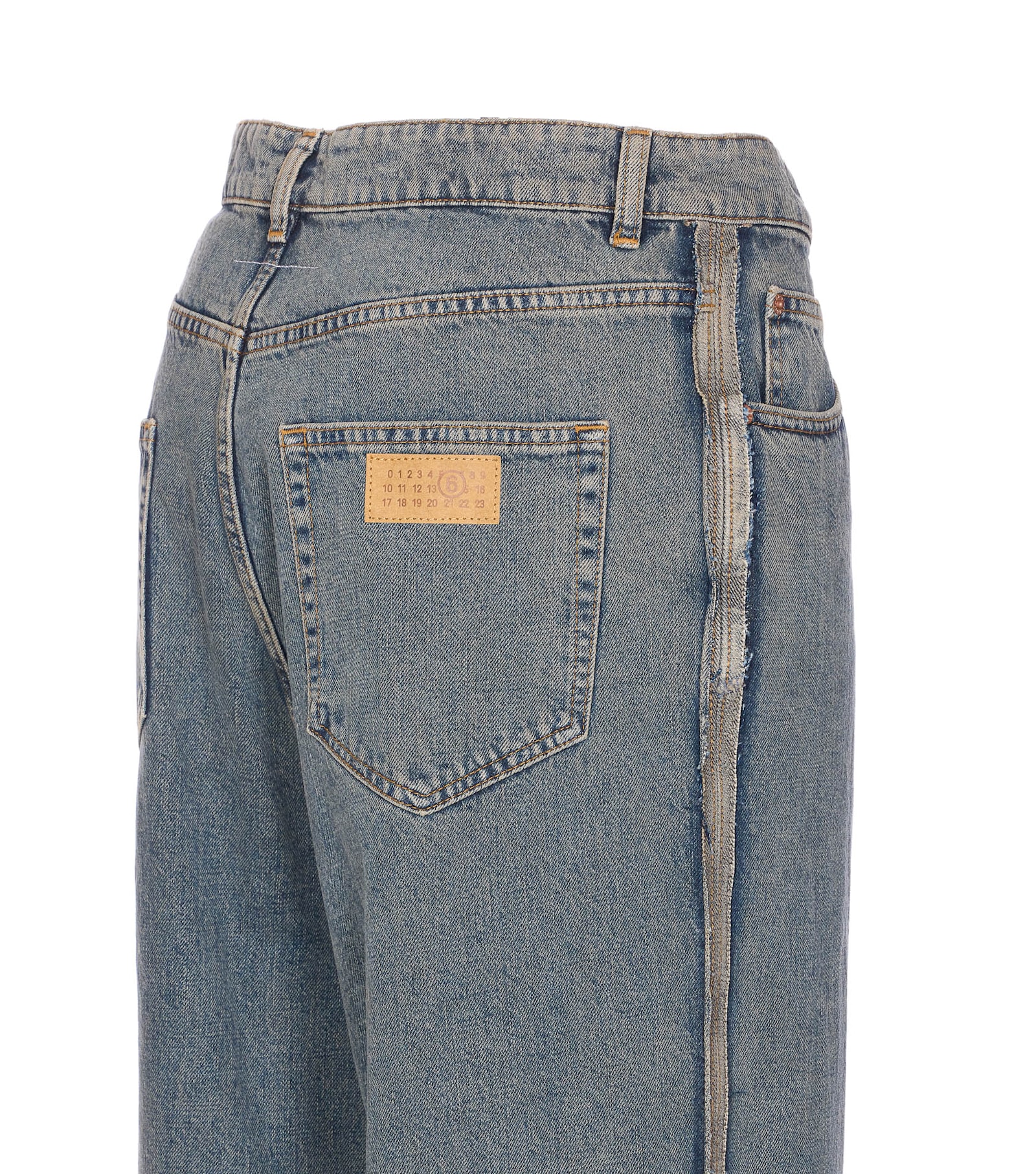 Mm6 Maison Margiela Wide Leg Jeans In Gray