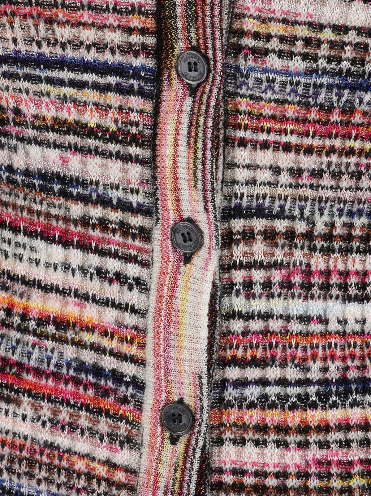 Shop Missoni Striped Knit Cardigan In Powder