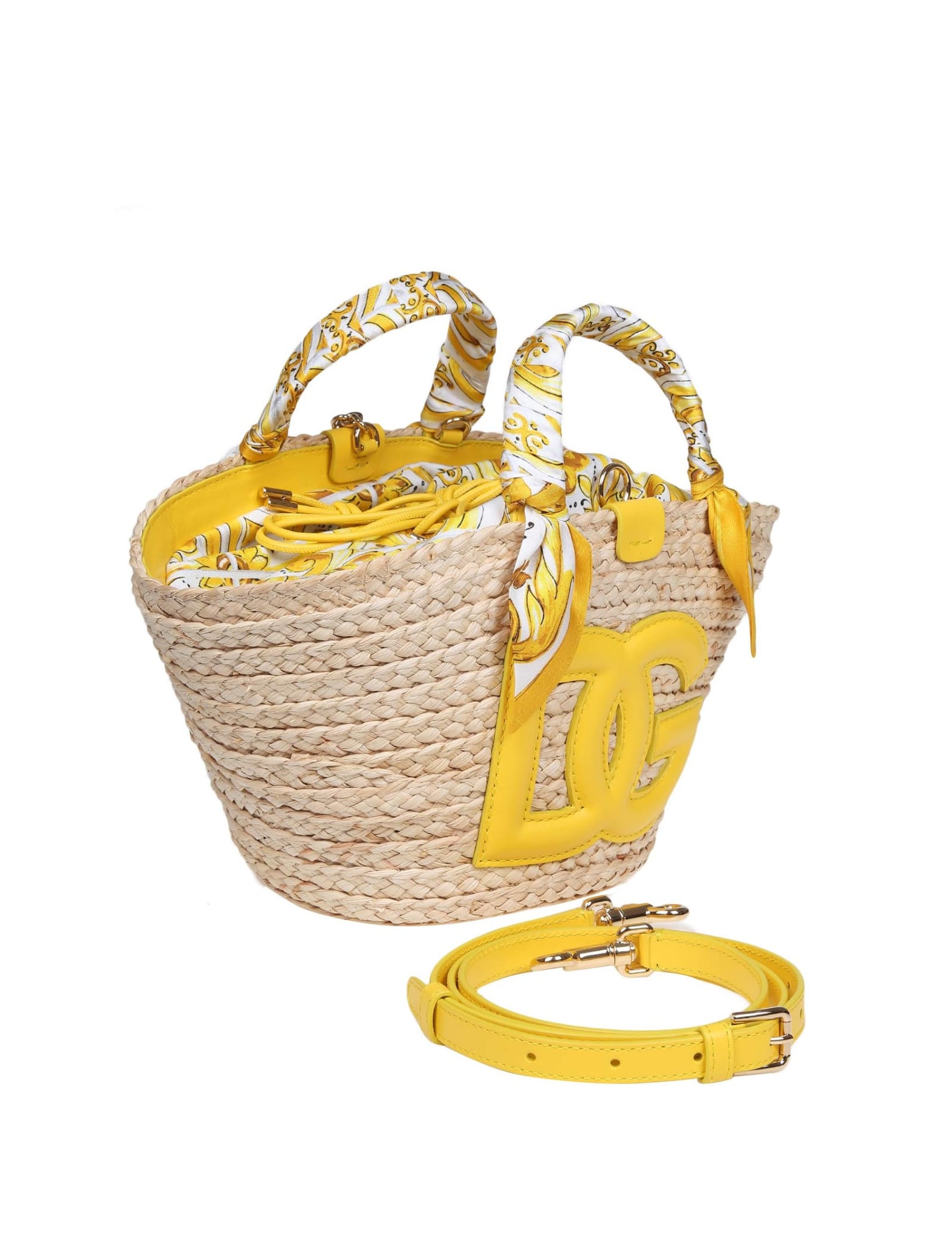 Shop Dolce & Gabbana Kendra Hand Bag In Yellow Straw