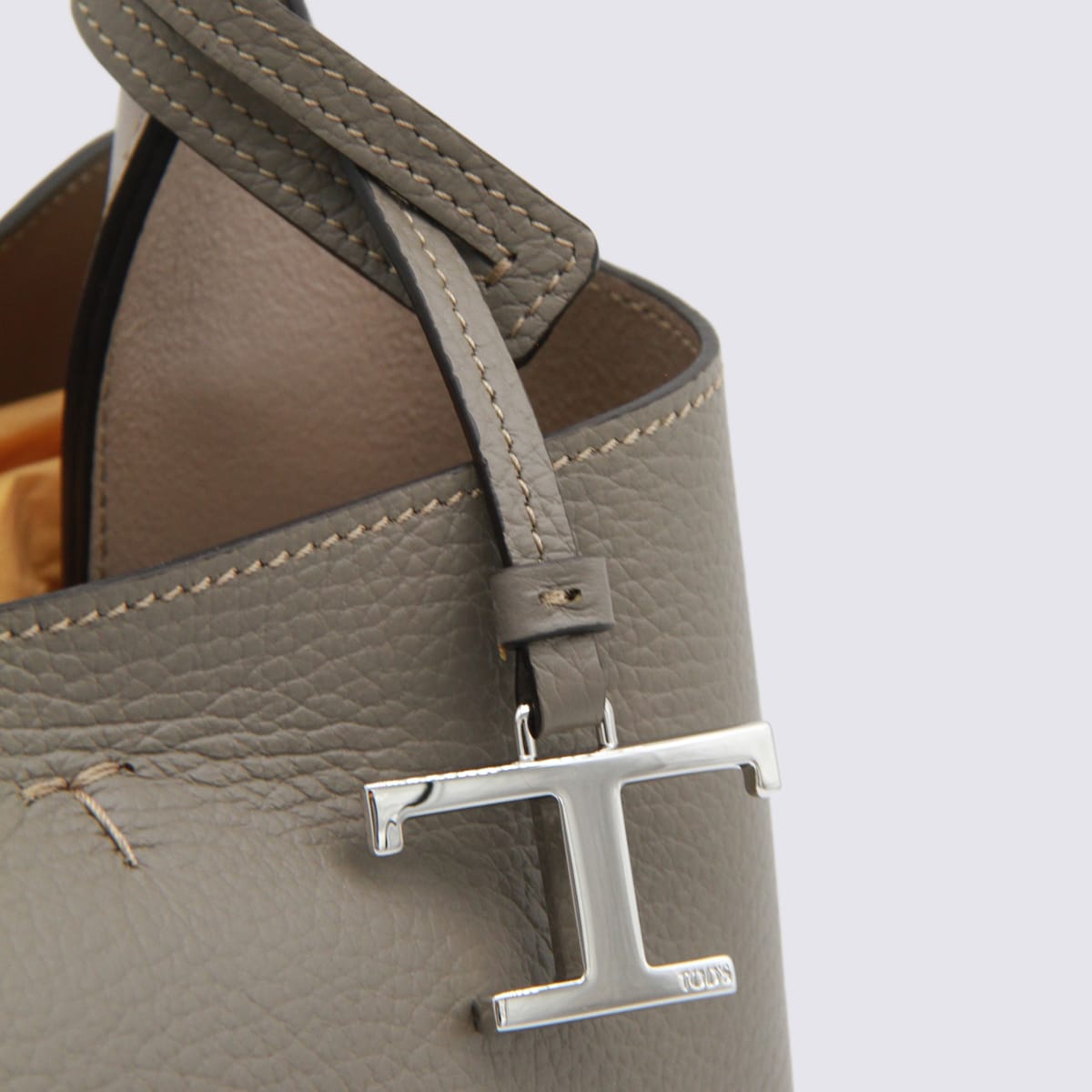 Tod's Leather Textured Tote Bag With Detachable Strap In Gray
