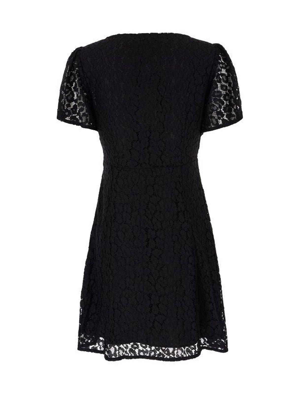 Michael Kors V-neck Lace Dress In Nero