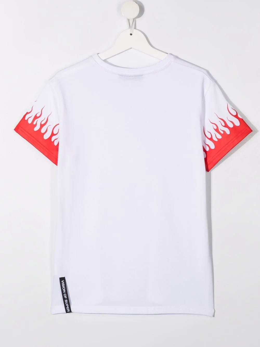 Shop Vision Of Super White Kids T-shirt With Red Flames