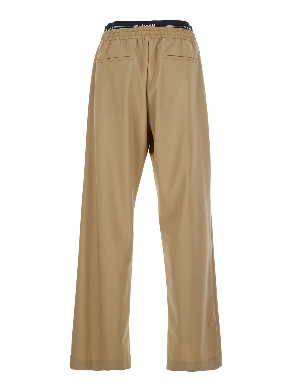 Msgm Elastic-waistband Trousers In Neutral