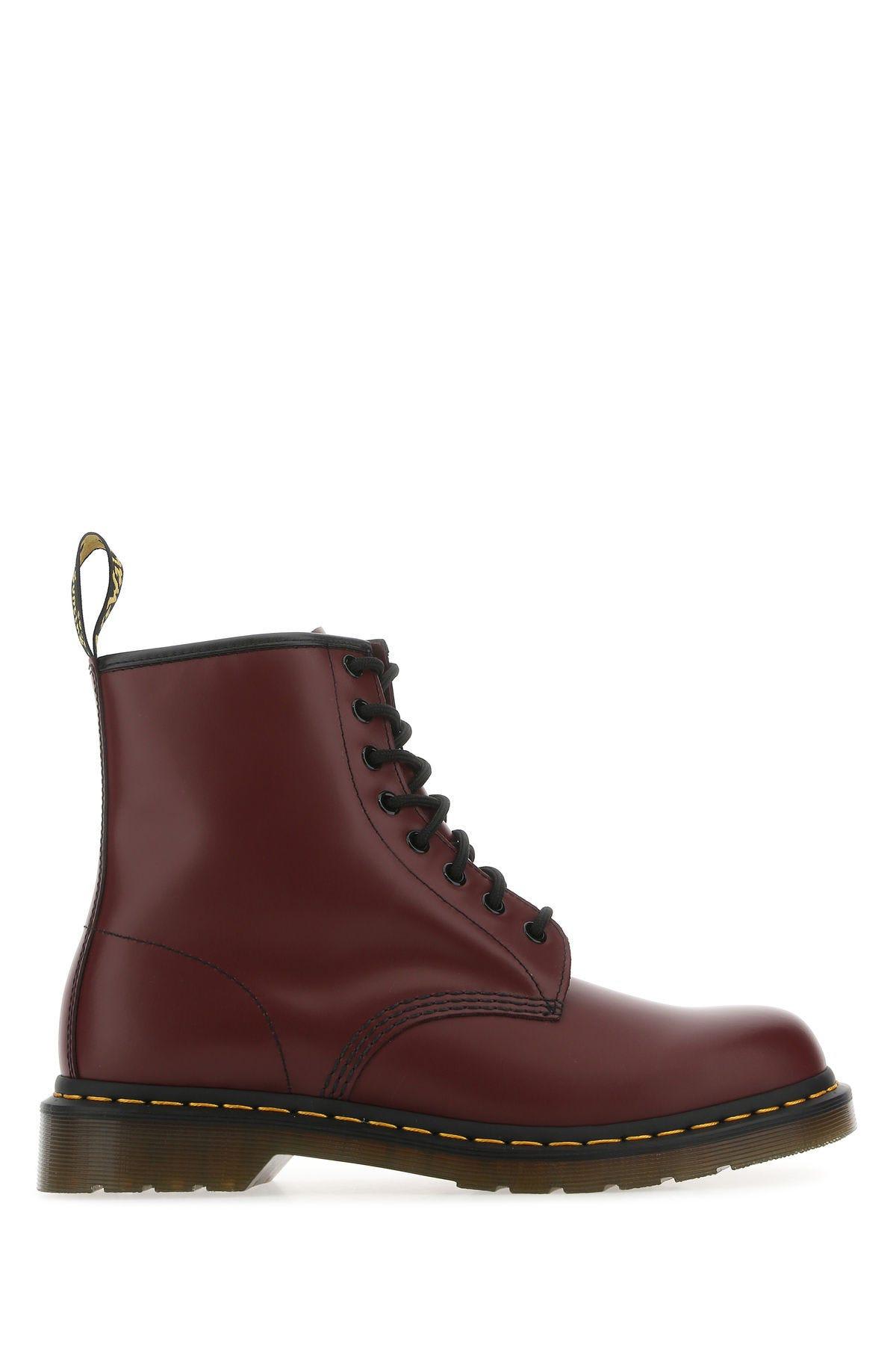 DR. MARTENS' BURGUNDY LEATHER 1460 ANKLE BOOTS