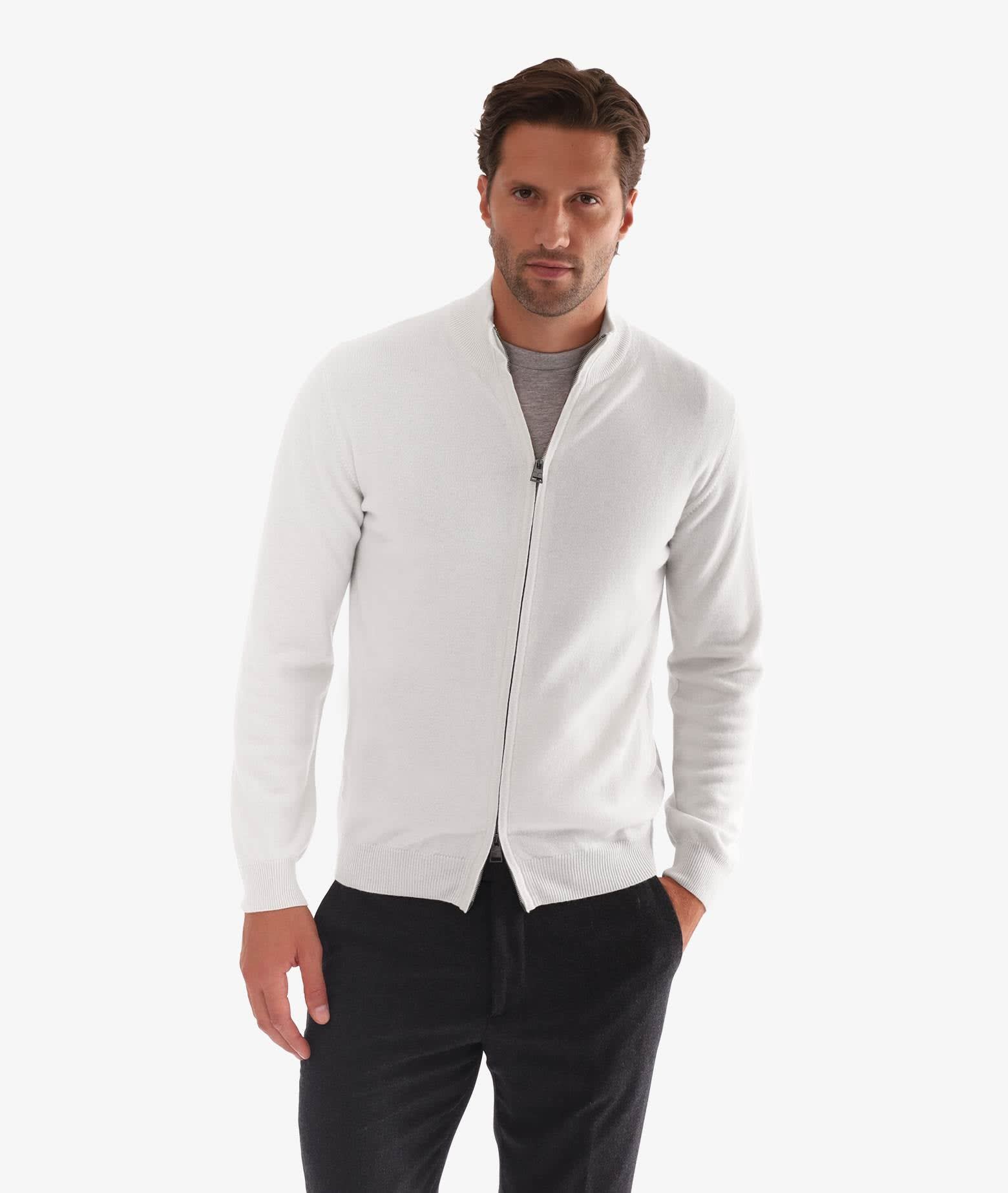 Shop Larusmiani Cardigan Full Zip Warth Jacket In Ivory