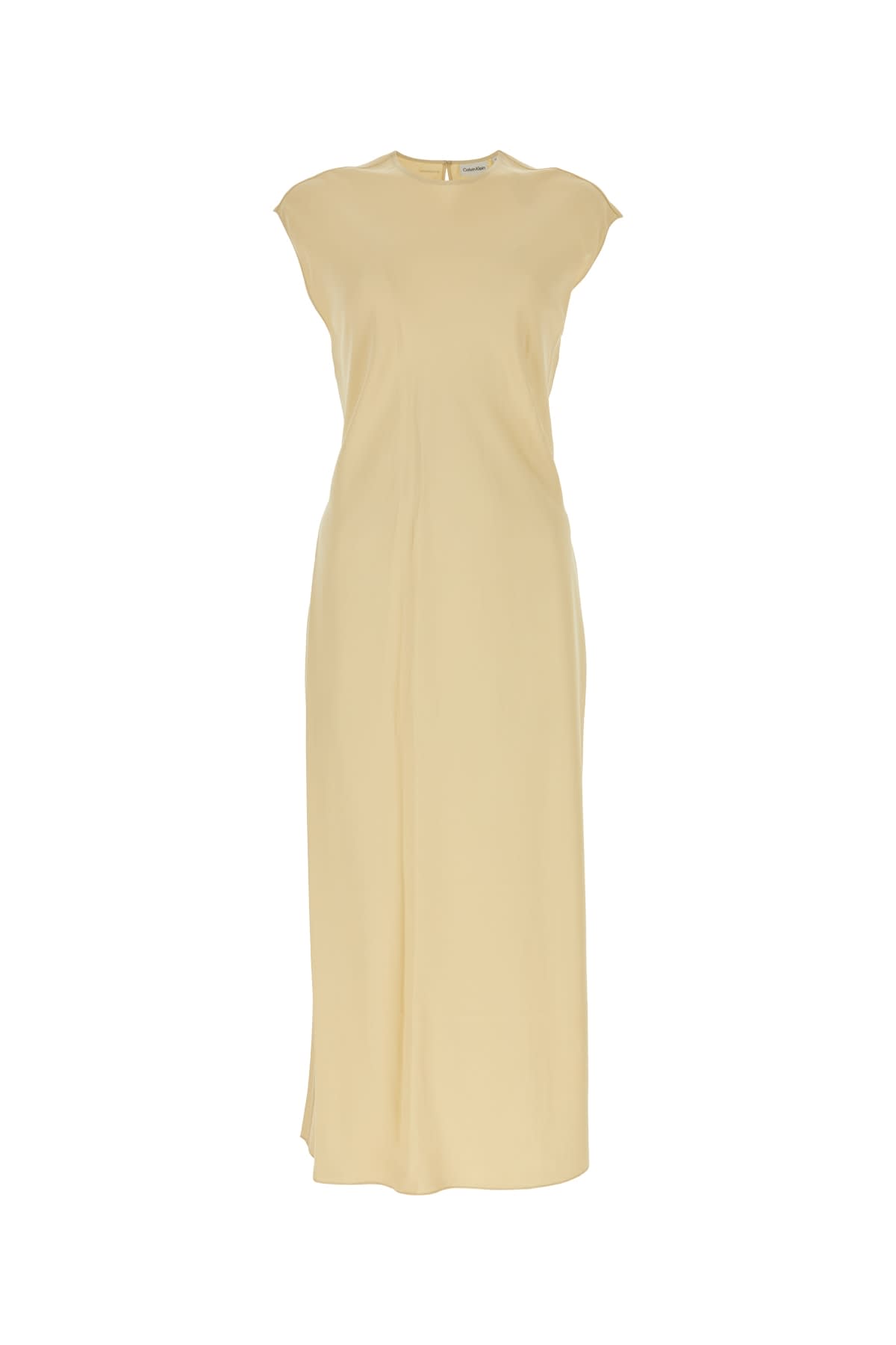 Shop Calvin Klein Structured Satin Ss Midi Dress In Woodash