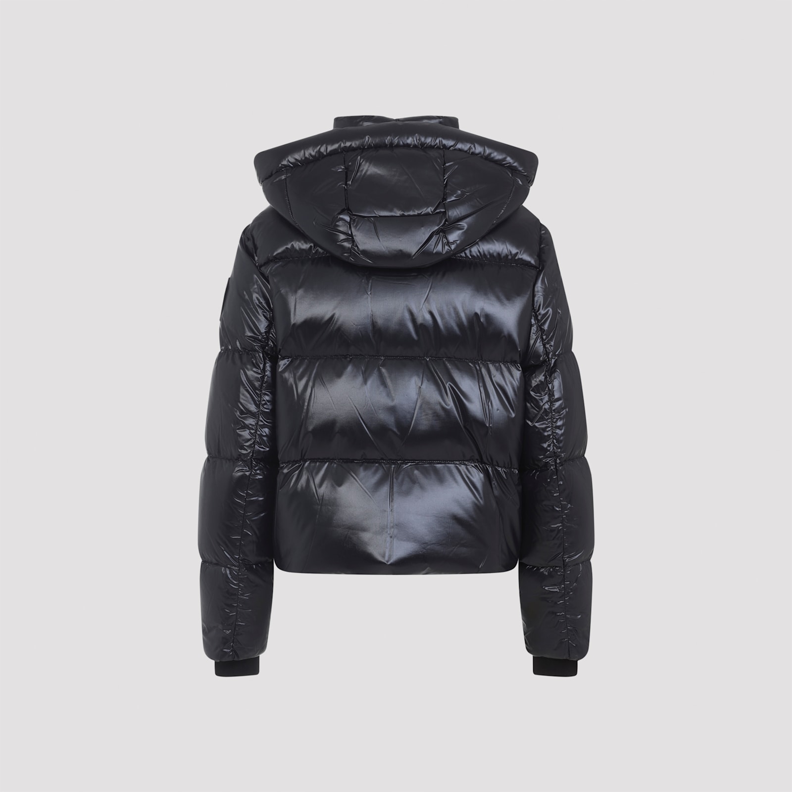 Moose Knuckles Hooded Padded Quilted Jacket With Zip Pockets In Black