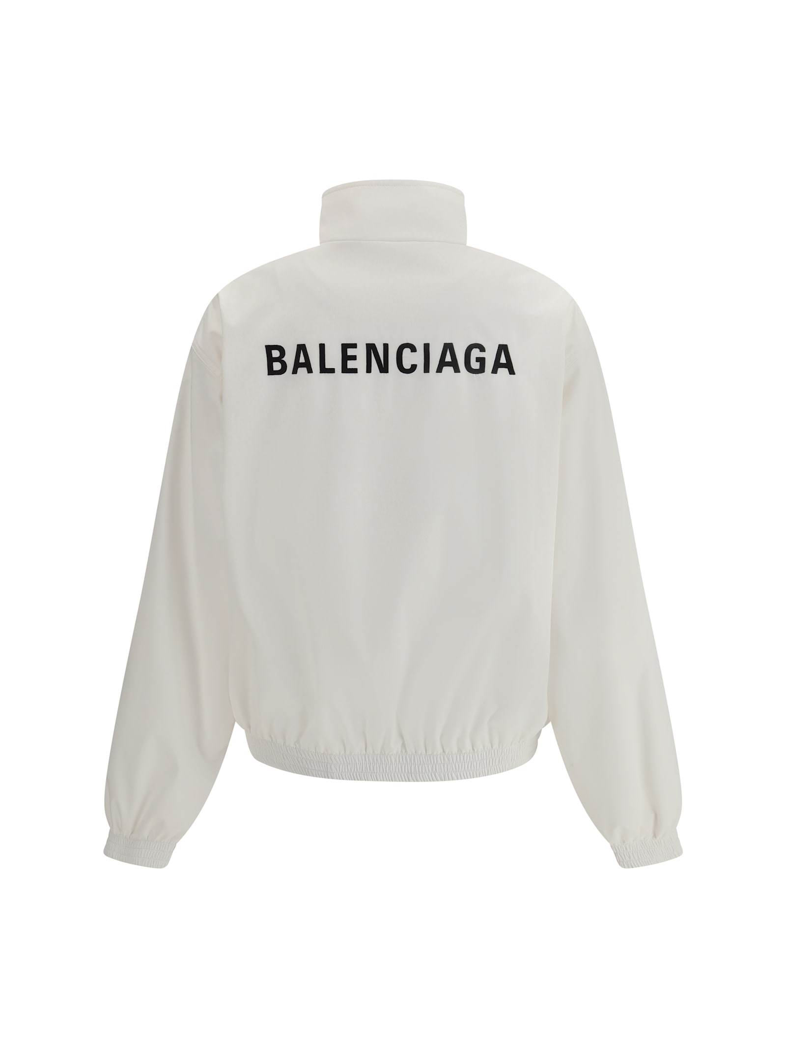 Balenciaga High Collar Zip Jacket With Bold Logo Detailing In White