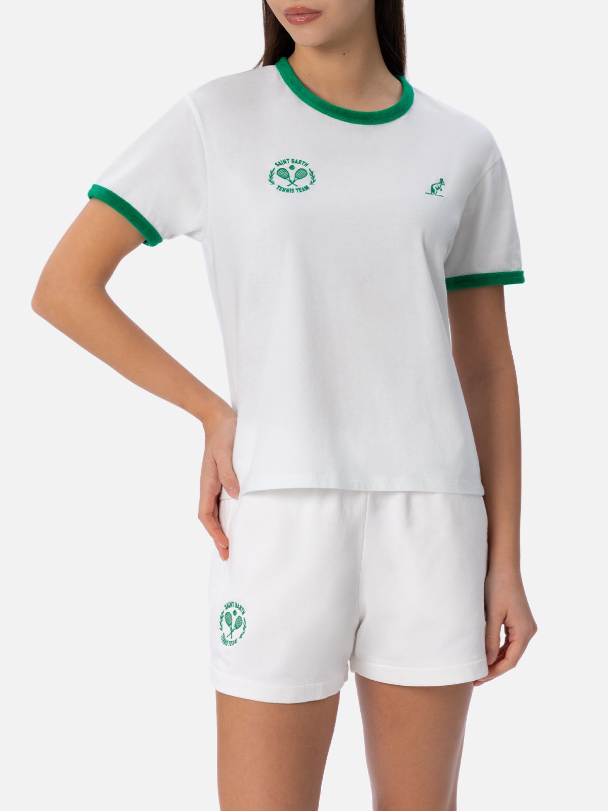 Mc2 Saint Barth Embroidered-logo Cotton T-shirt In White