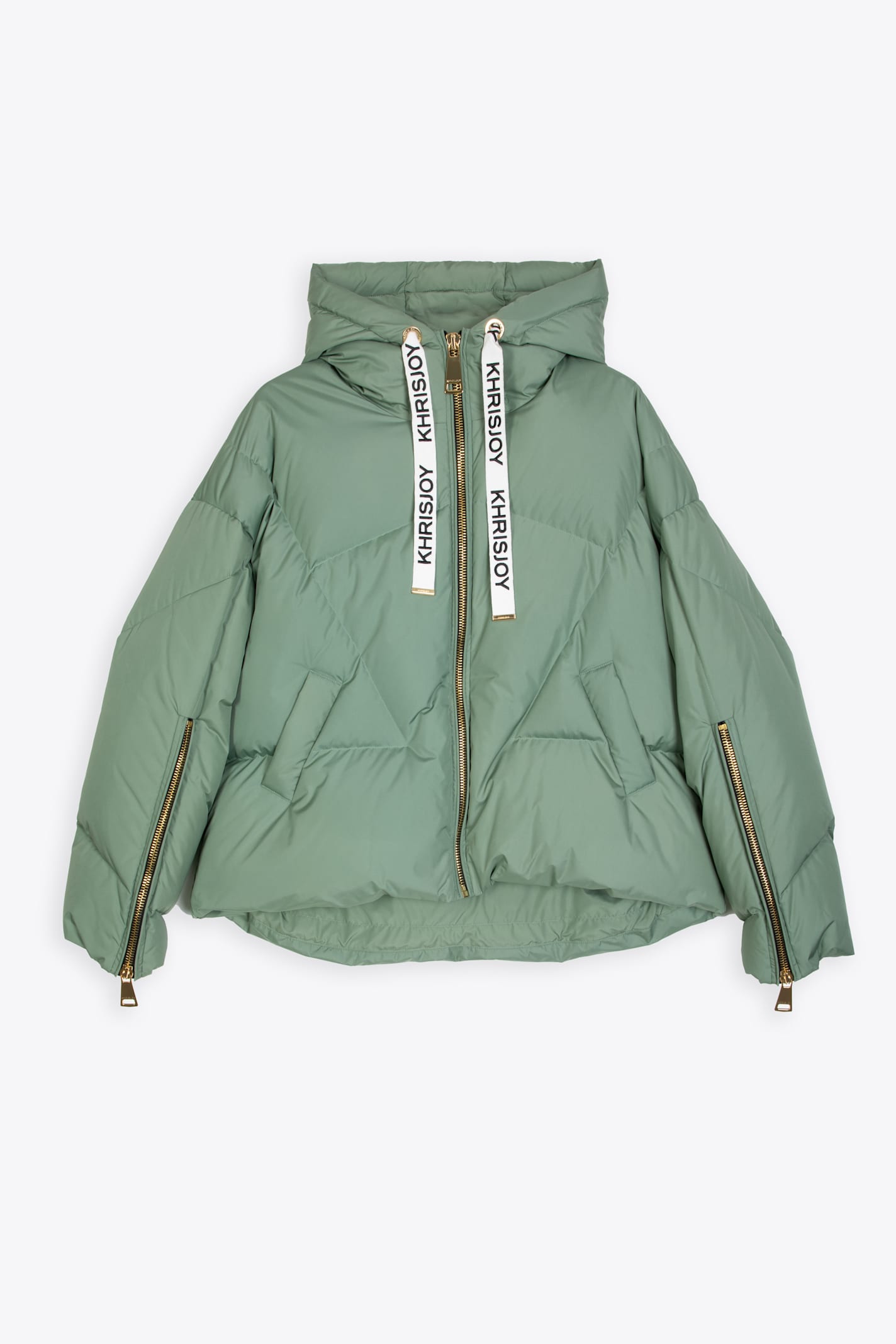 Khris Iconic Sage green matt nylon hooded puffer jacket - Khris Iconic