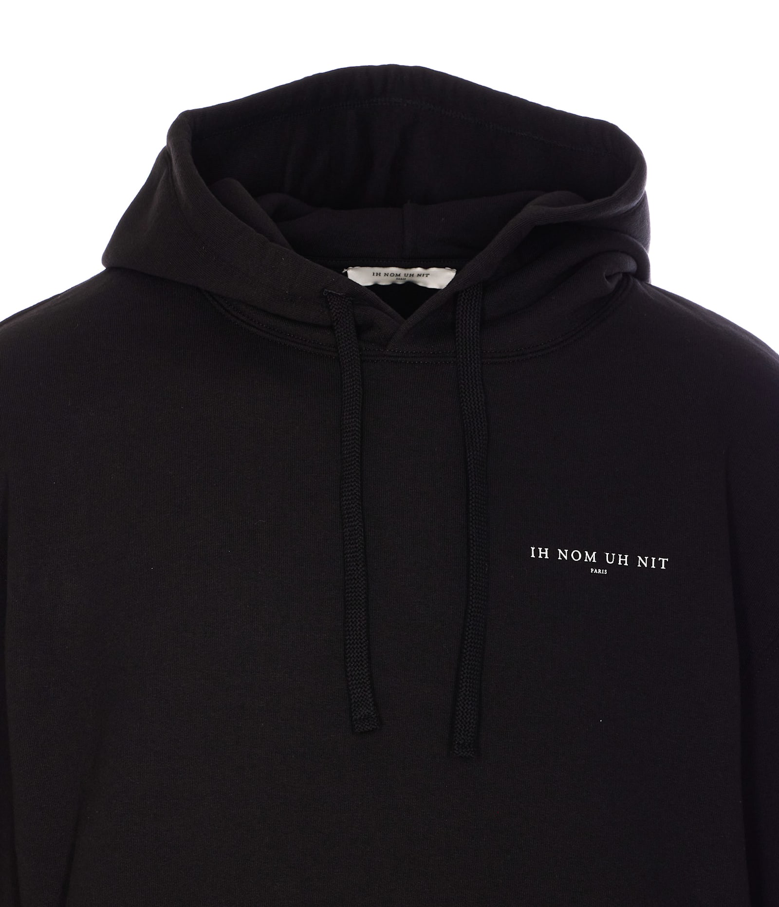 Ih Nom Uh Nit Relaxed Fit Black Hoodie With Graphic Design In Black