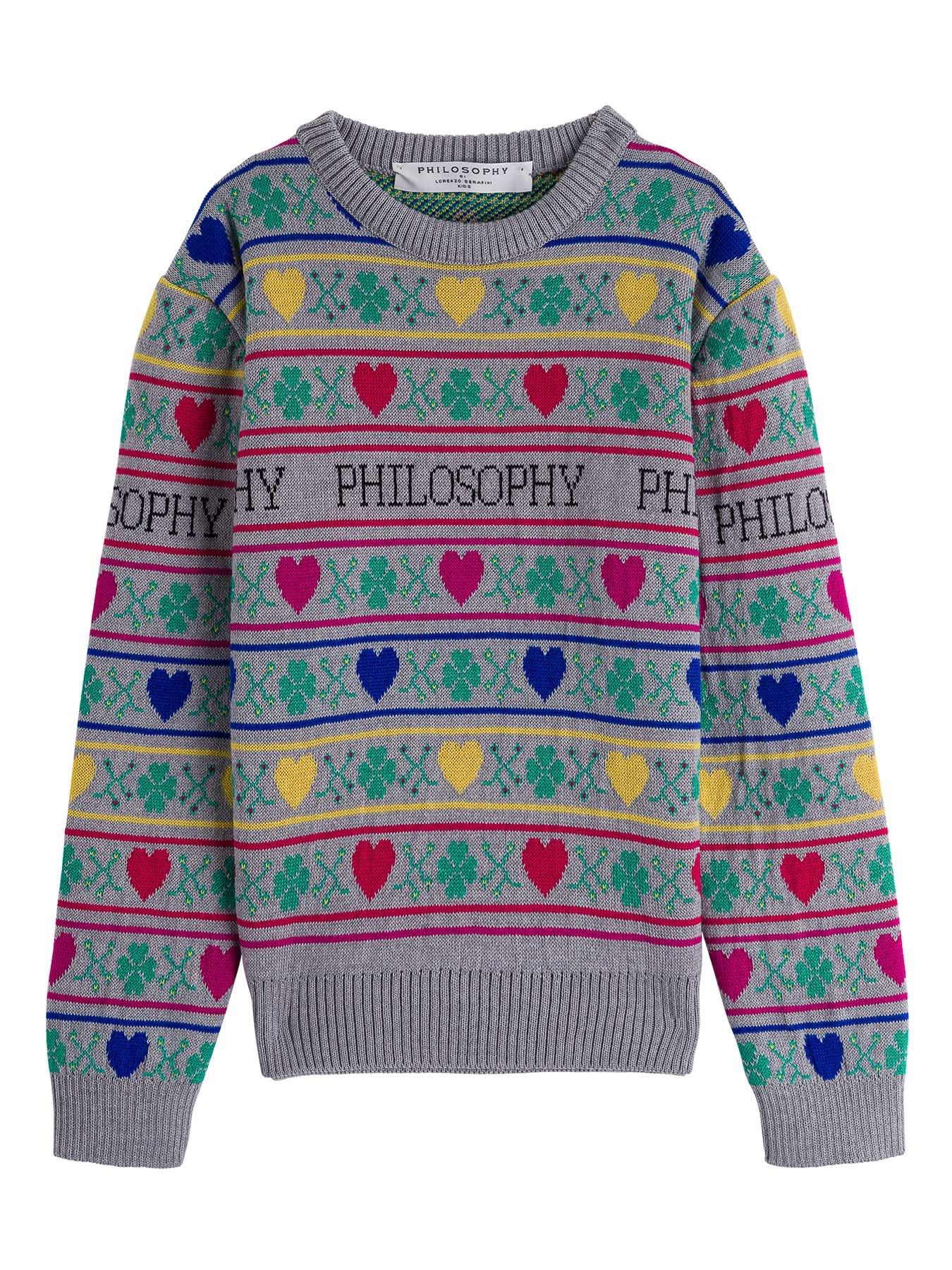 Philosophy di Lorenzo Serafini Kids Wool Sweater With Hearts Detail