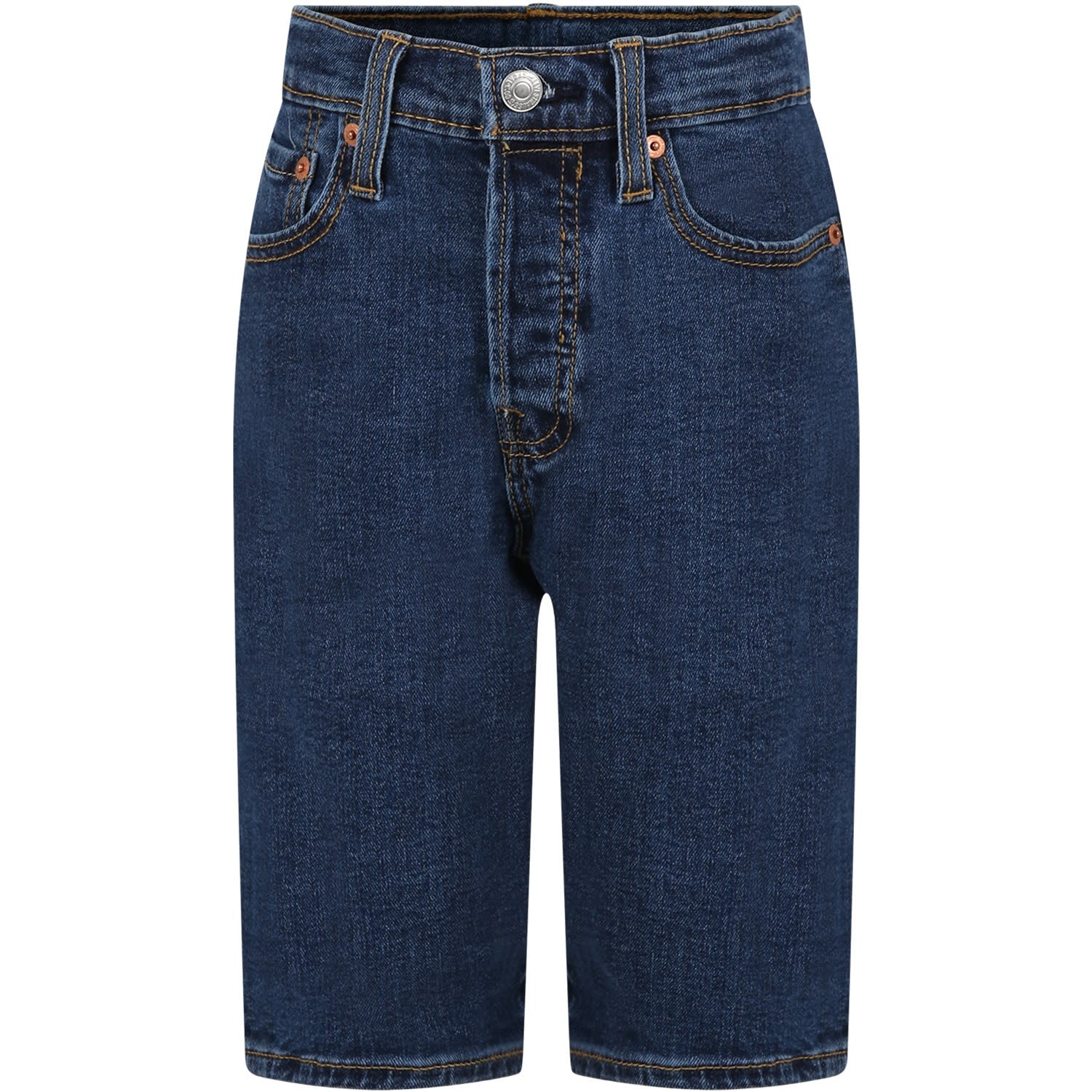 Levi's Kids' Blue Shorts For Boy With Logo In Denim