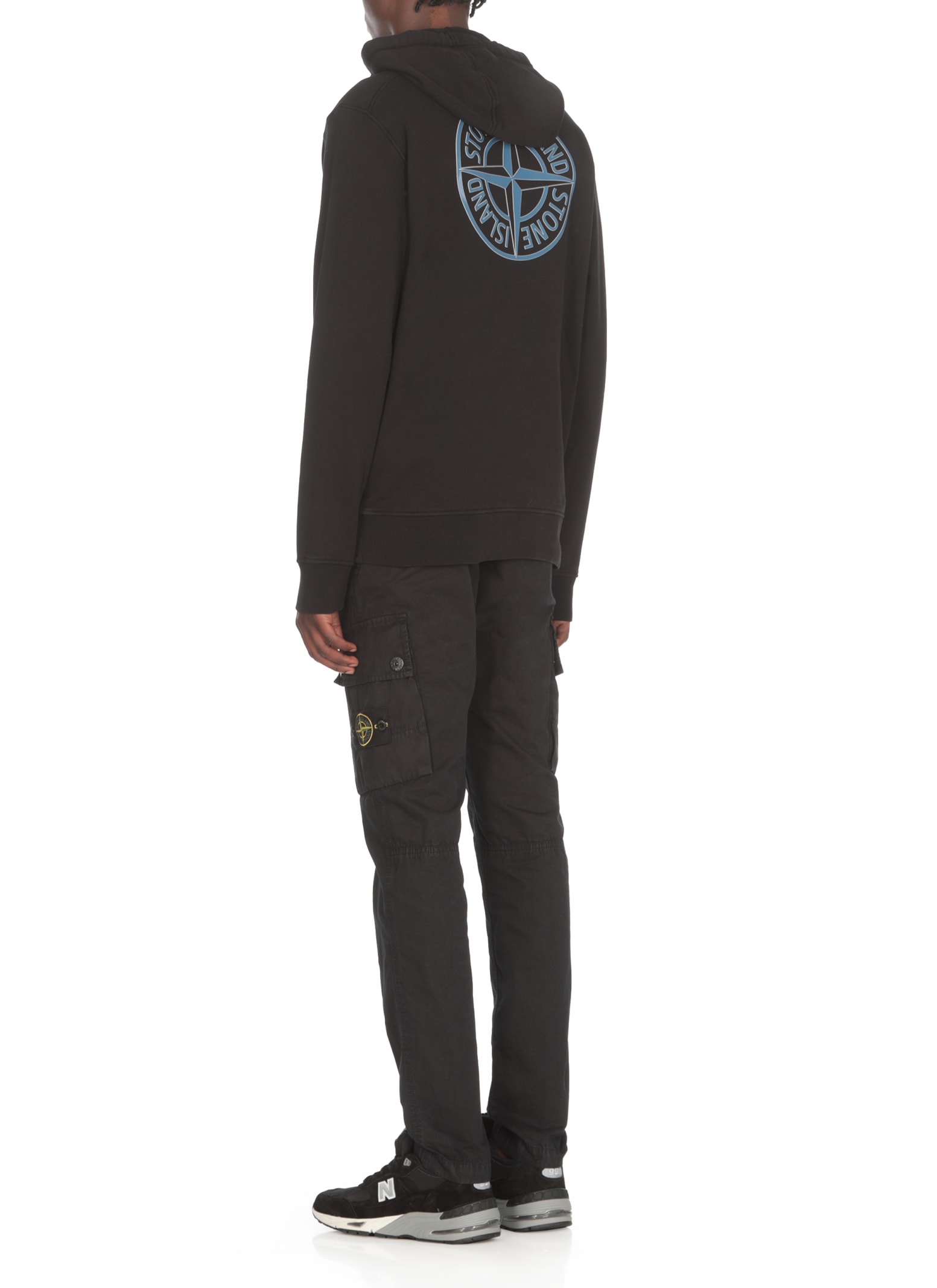 Shop Stone Island Back Logo Hoodie In Black