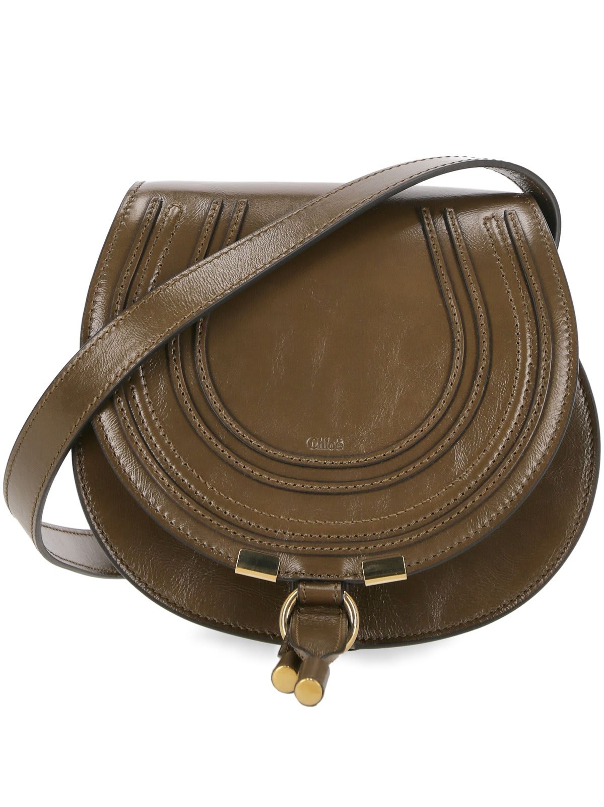 Shop Chloé Small Marcie Saddle Bag In V Dark Khaki