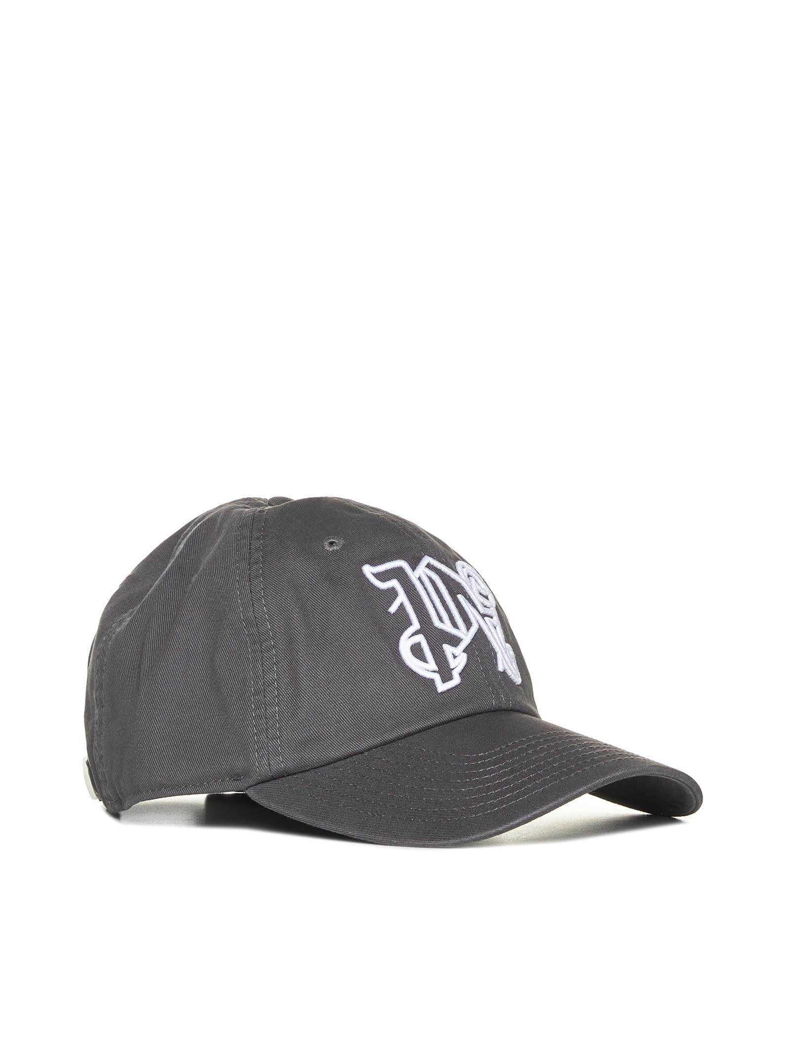 Palm Angels Monogram Cotton Baseball Cap In Grey