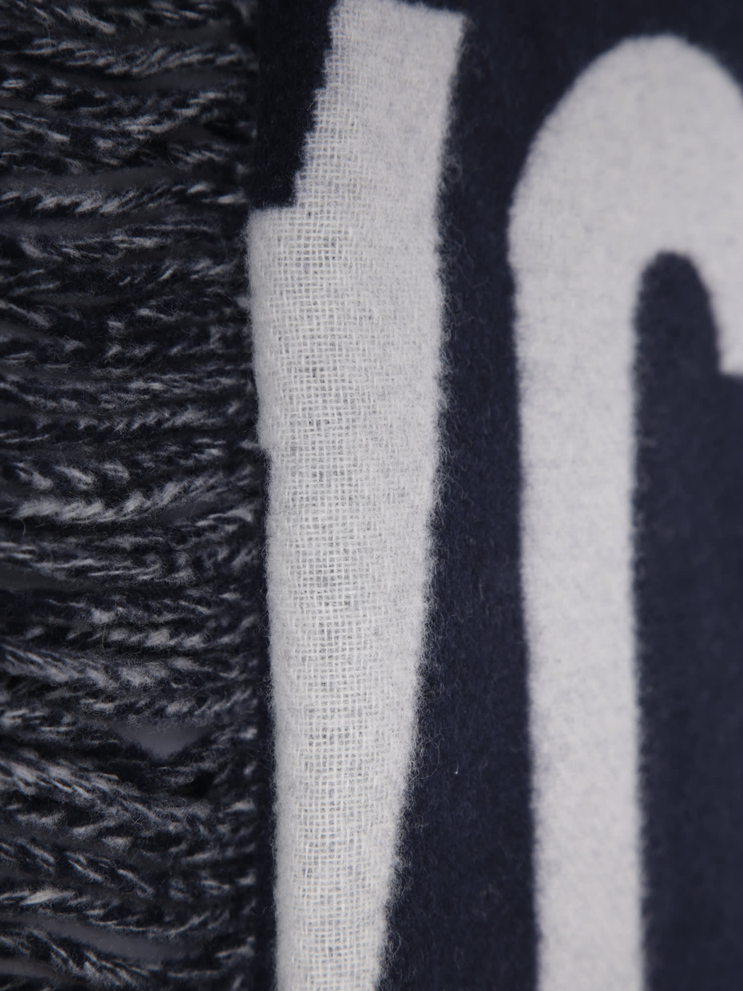 Jacquemus L Harpe Blue Oversize Scarf With Jacquard Motif In Wool Man In Blu