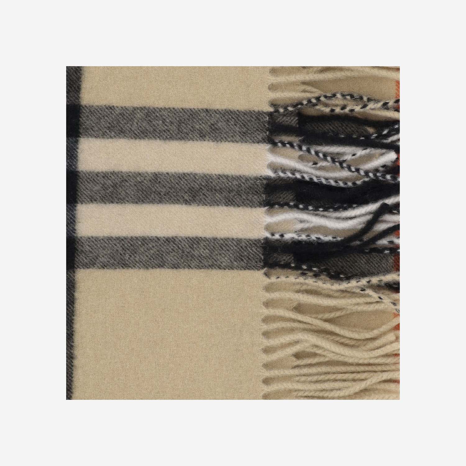 Shop Burberry Cashmere Check Scarf In Sand