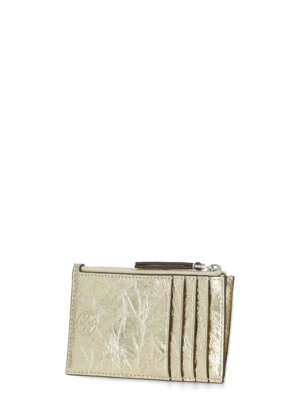 Tory Burch Fleming Metallic Card Holder In Golden