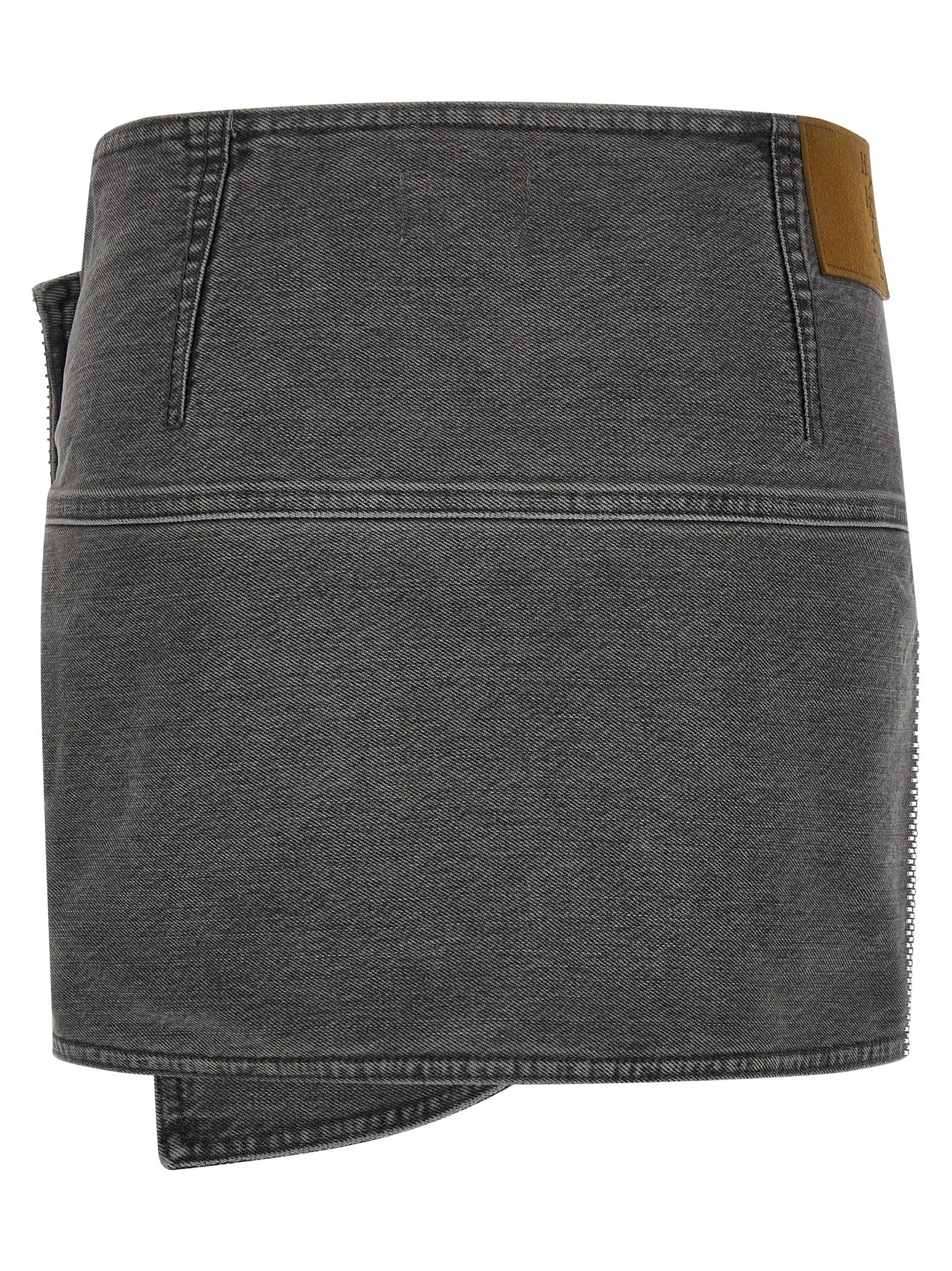 Haikure Asymmetric Metallic Skirt Contrast Patch In Gray