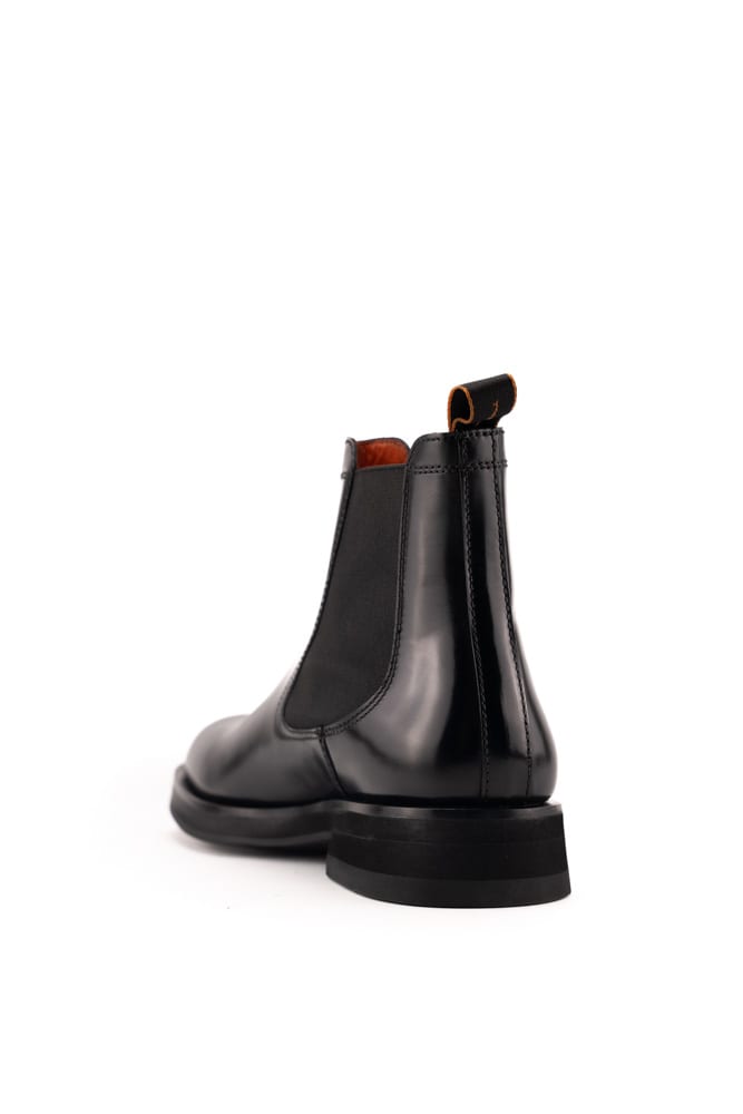 Santoni Leather Chelsea Boots In Nero