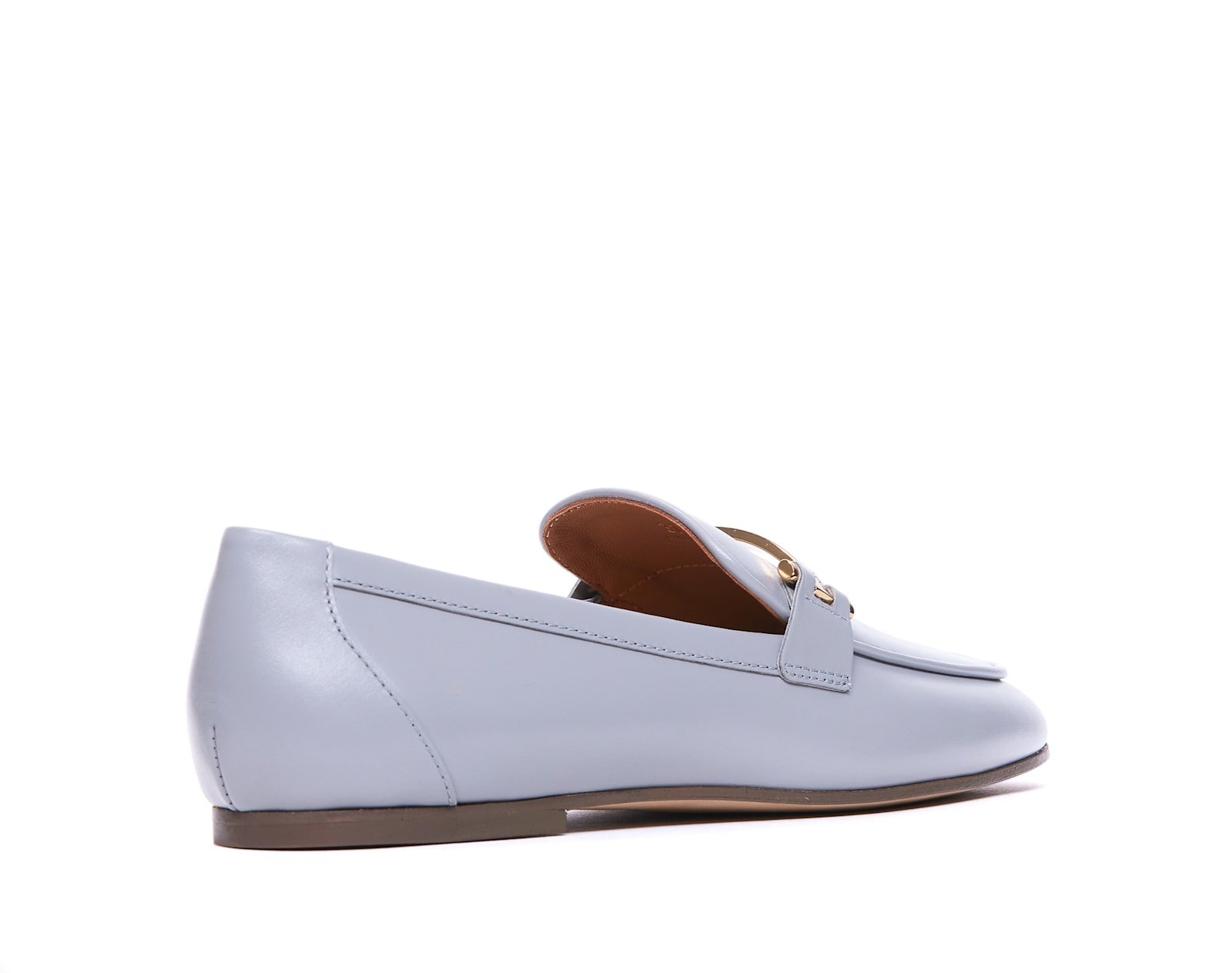 Tod's Hardware Leather Loafers Round Toe In Grey