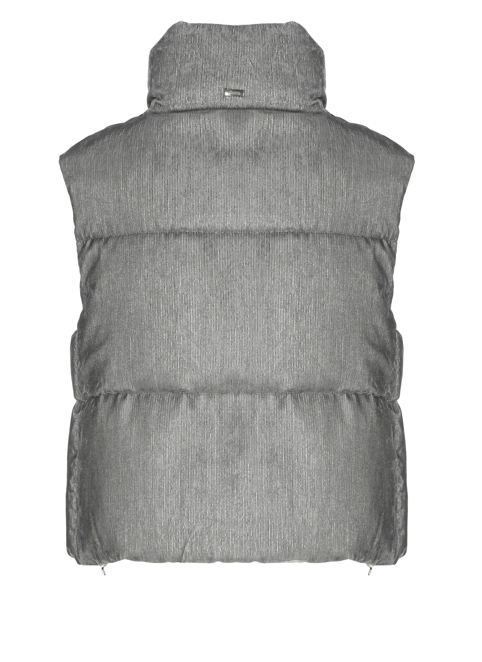 Herno High Neck Sleeveless Quilted Jacket In Gray