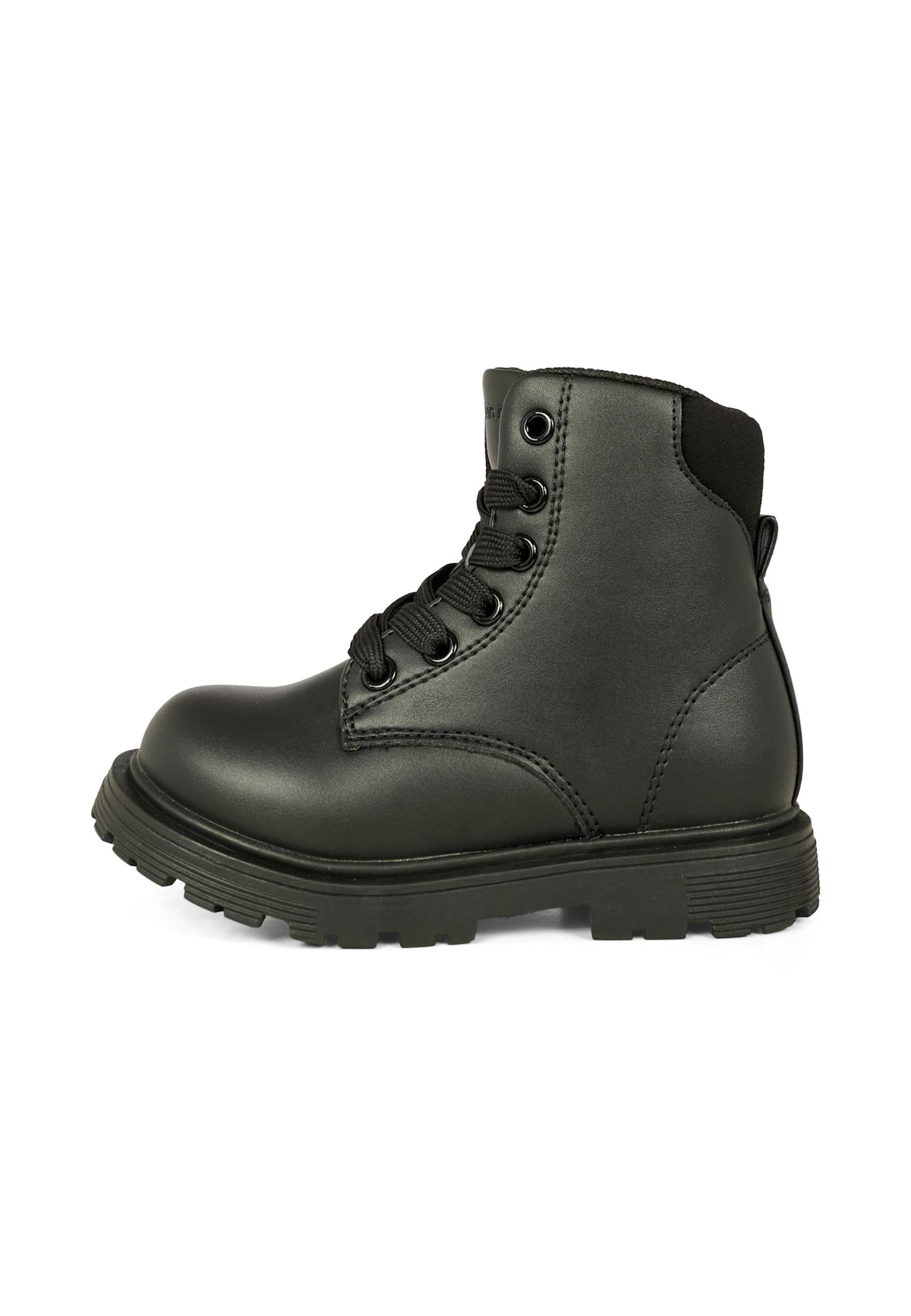 Calvin Klein Black Combat Boots For Kids With Logo In Black