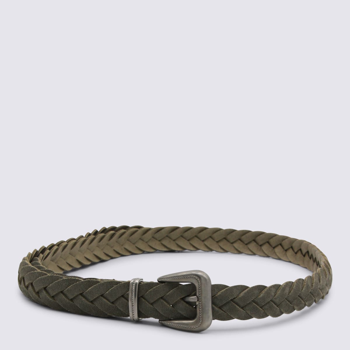 Brunello Cucinelli Olive Green Leather Belt