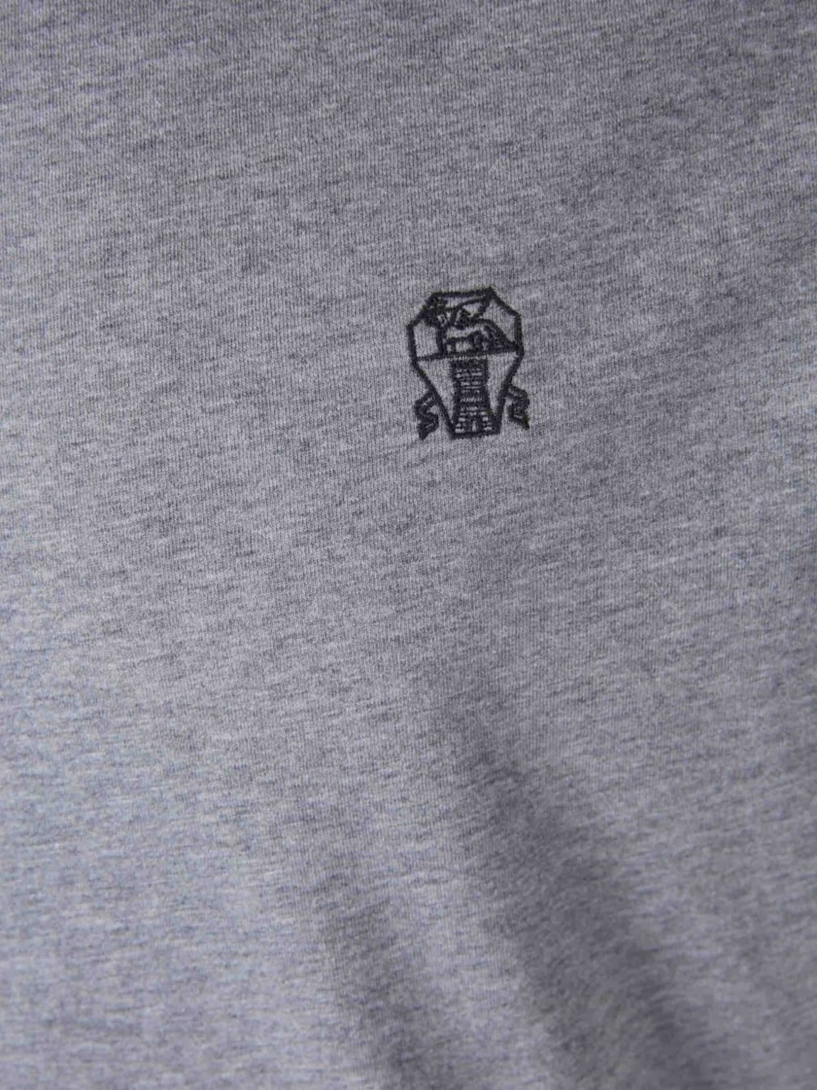 Brunello Cucinelli Short Sleeve T-shirt Contrast Collar In Gray