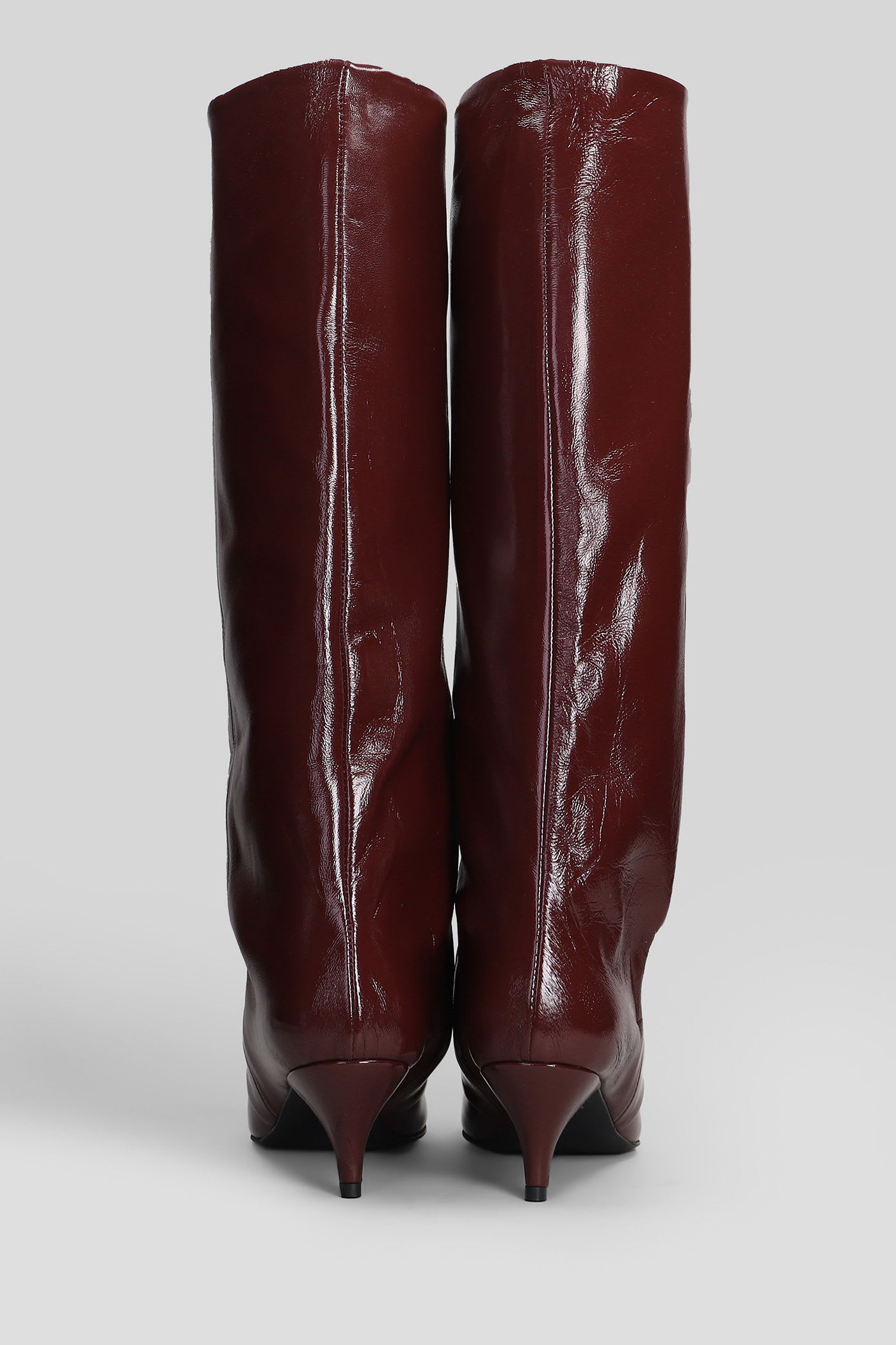 Alchimia High Heels Boots In Bordeaux Leather In Burgundy
