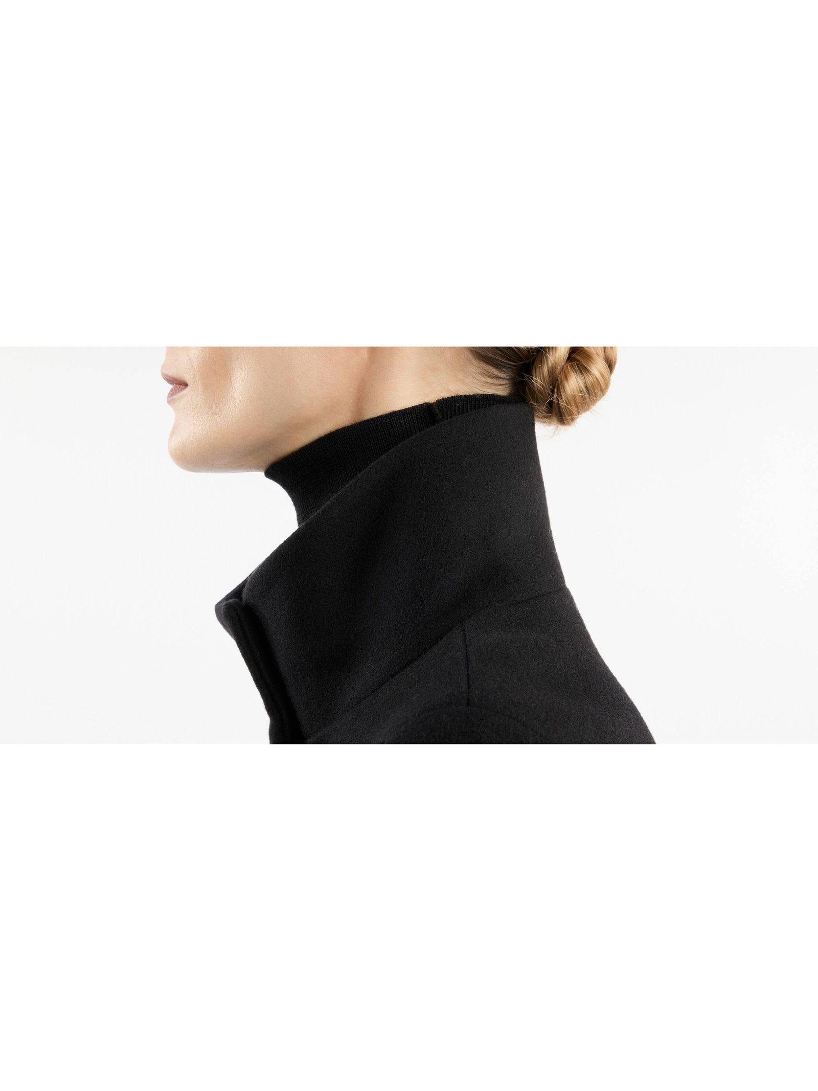 Shop Fay Black Wool Blend Fabric Cape