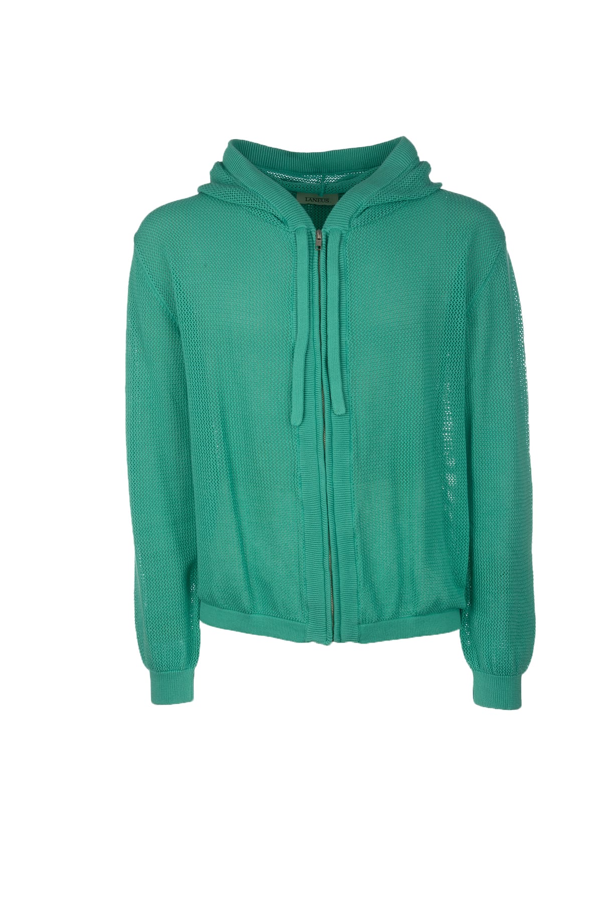 Laneus Drawstring Hooded Sweater Ribbed Cuffs In Green