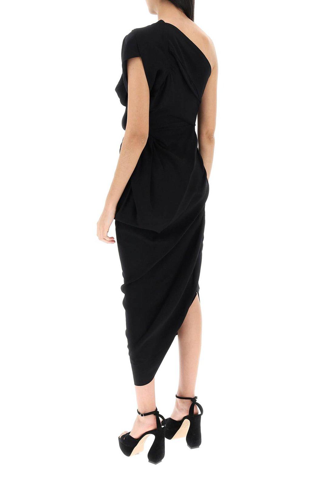 Shop Vivienne Westwood Draped One-shoulder Dress In Black