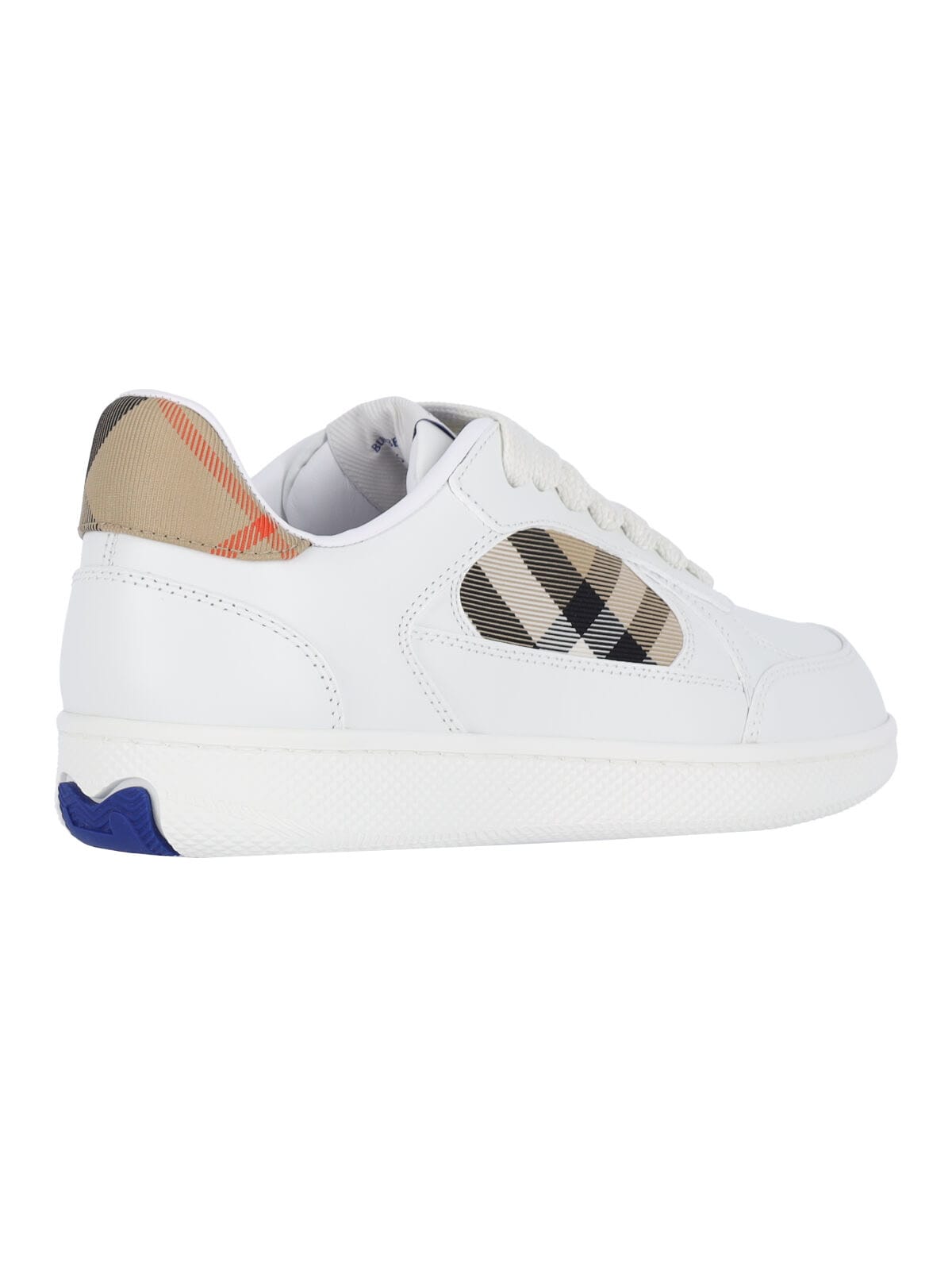 Burberry White Leather Sneaker Terrace And Check In Sand