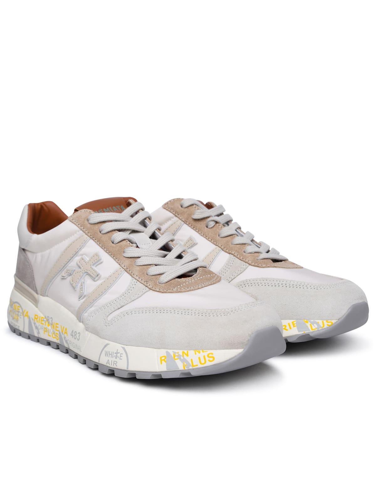 Shop Premiata Lander Multicolor Nylon Blend Sneakers Sneakers In Beige