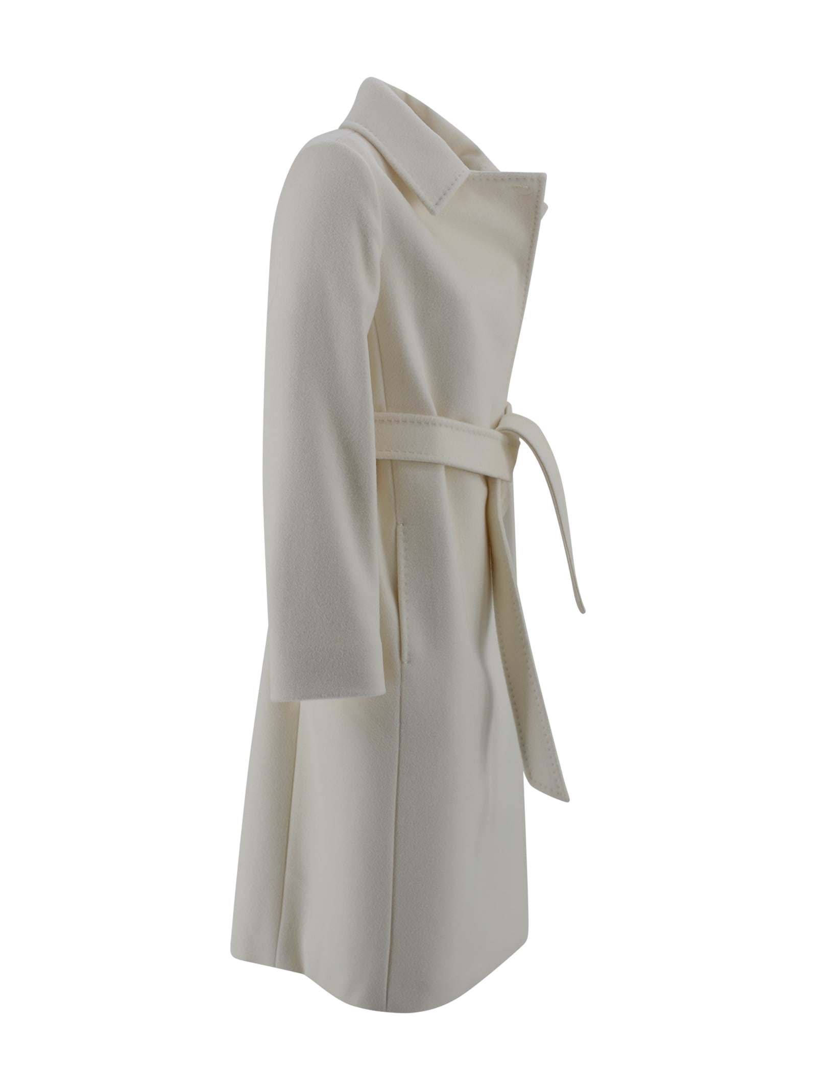 Max Mara Wrap Coat In White