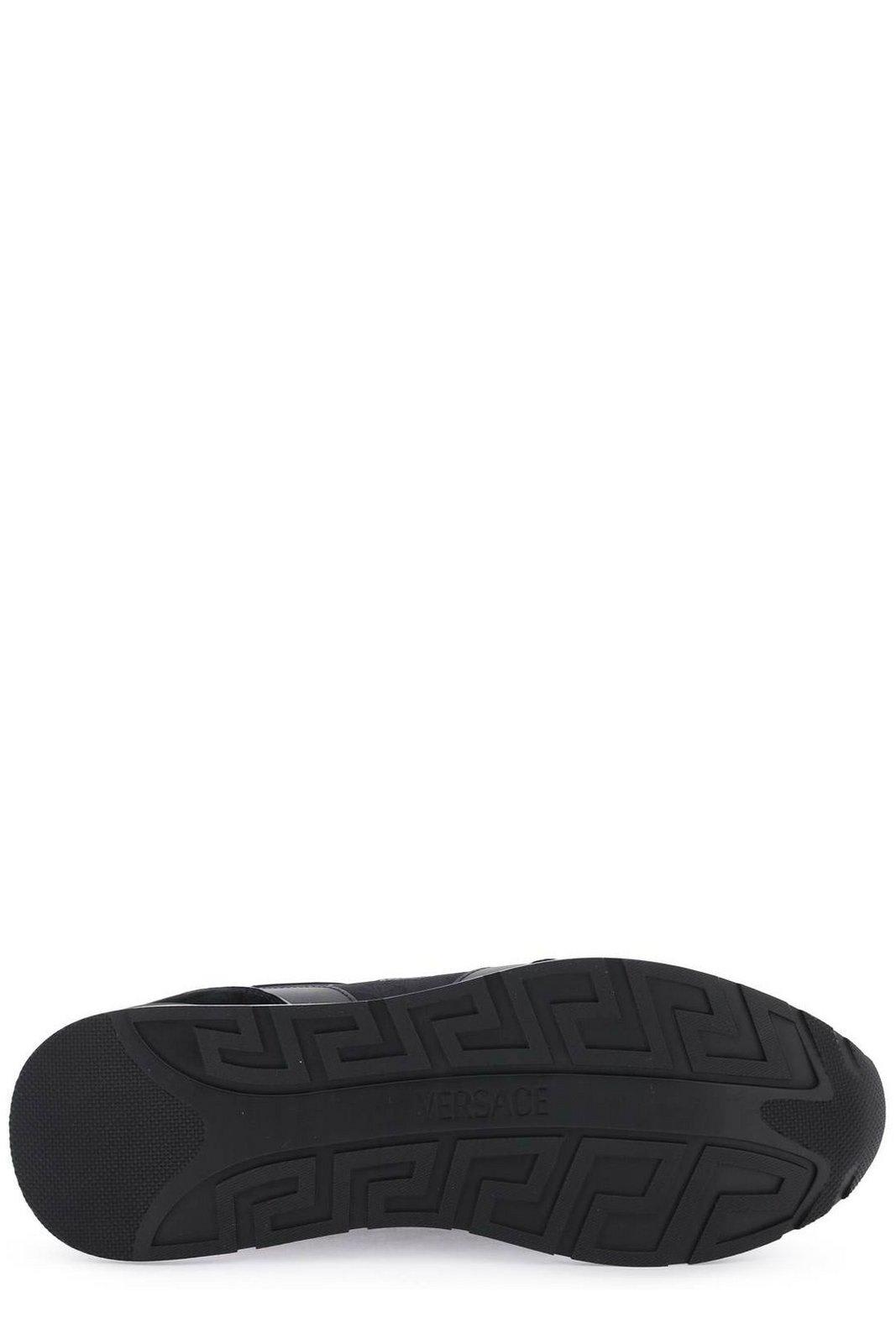 Shop Versace Milano Round-toe Lace-up Sneakers In Nero