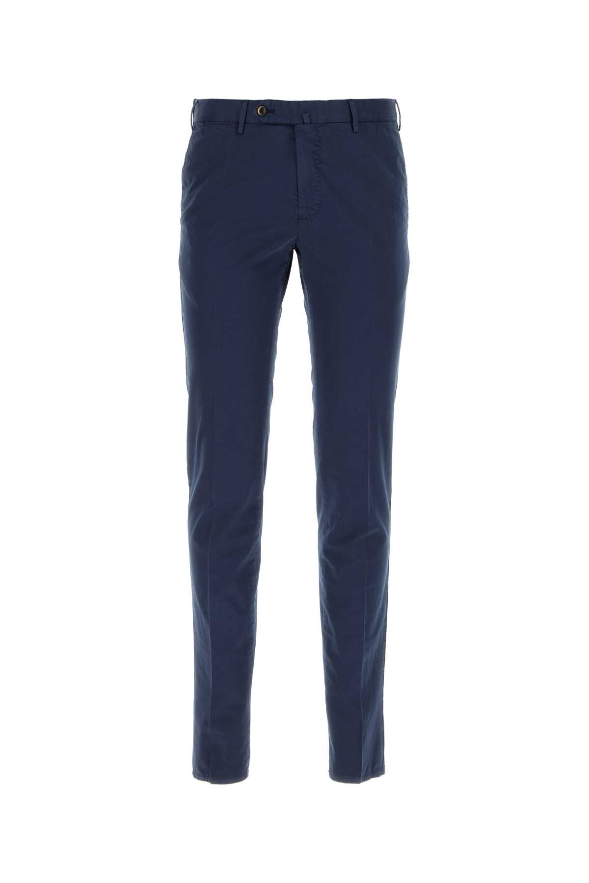 Shop Pt01 Blue Stretch Cotton Blend Silkochino Pant In Bluaperto