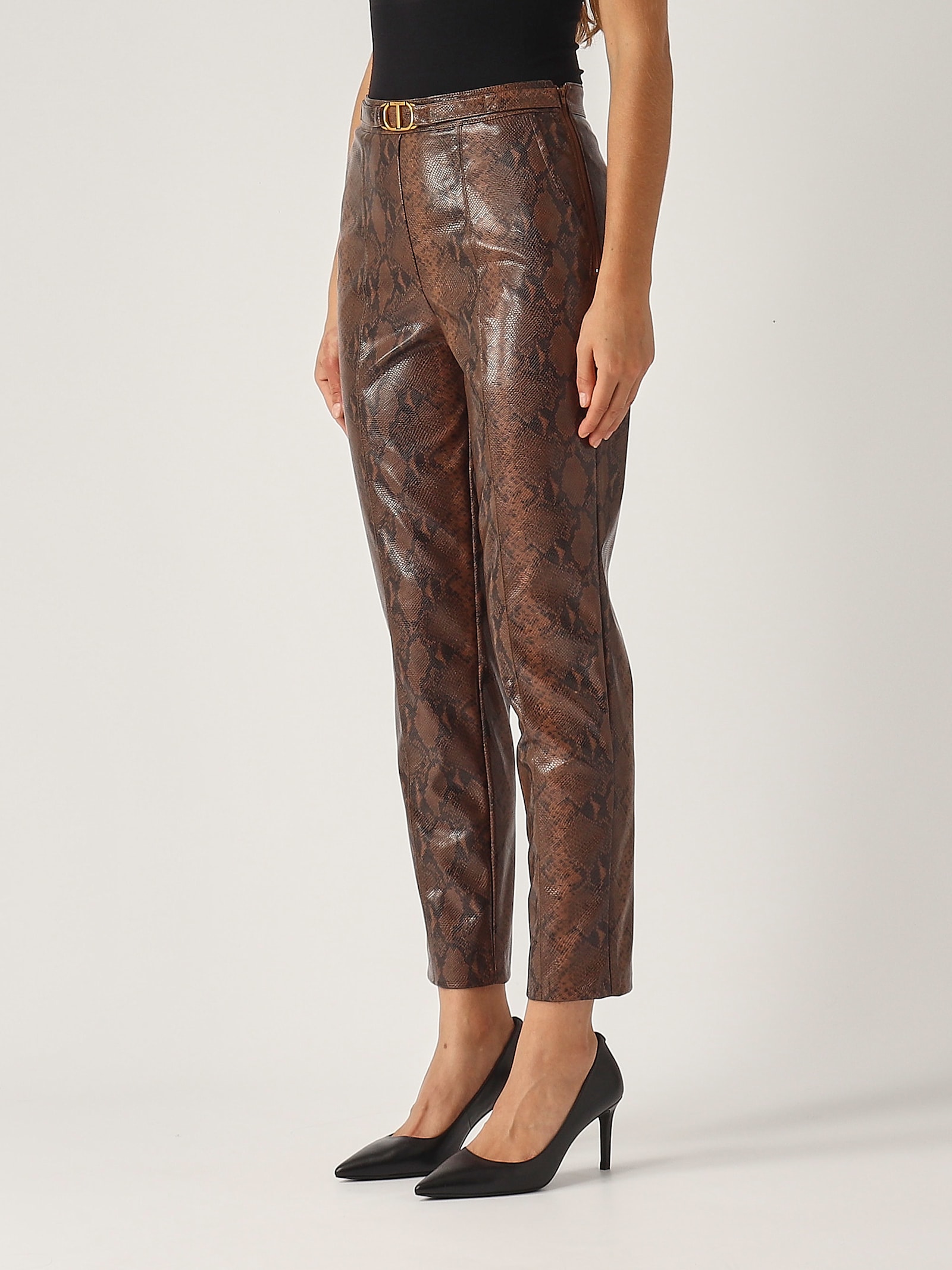 Shop Twinset Poliester Trousers In Caffe