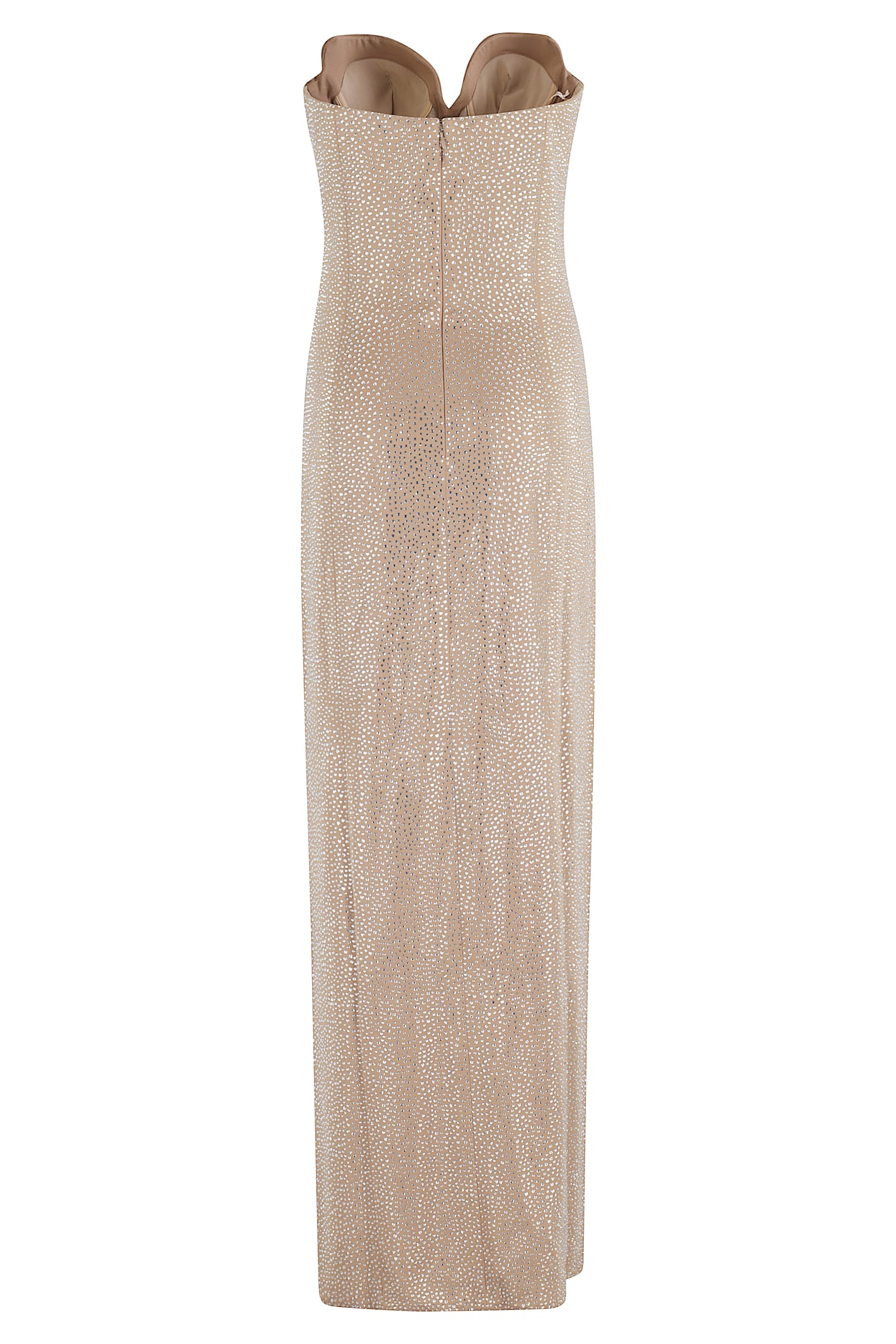 Giuseppe Di Morabito Strapless Sweetheart Long Dress With All-over Rhinestones In Neutral