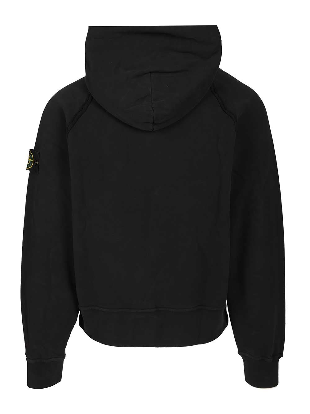 Stone Island Brushed Organic Cotton Fleece Oversized Fit Hoodie Clothing In Black