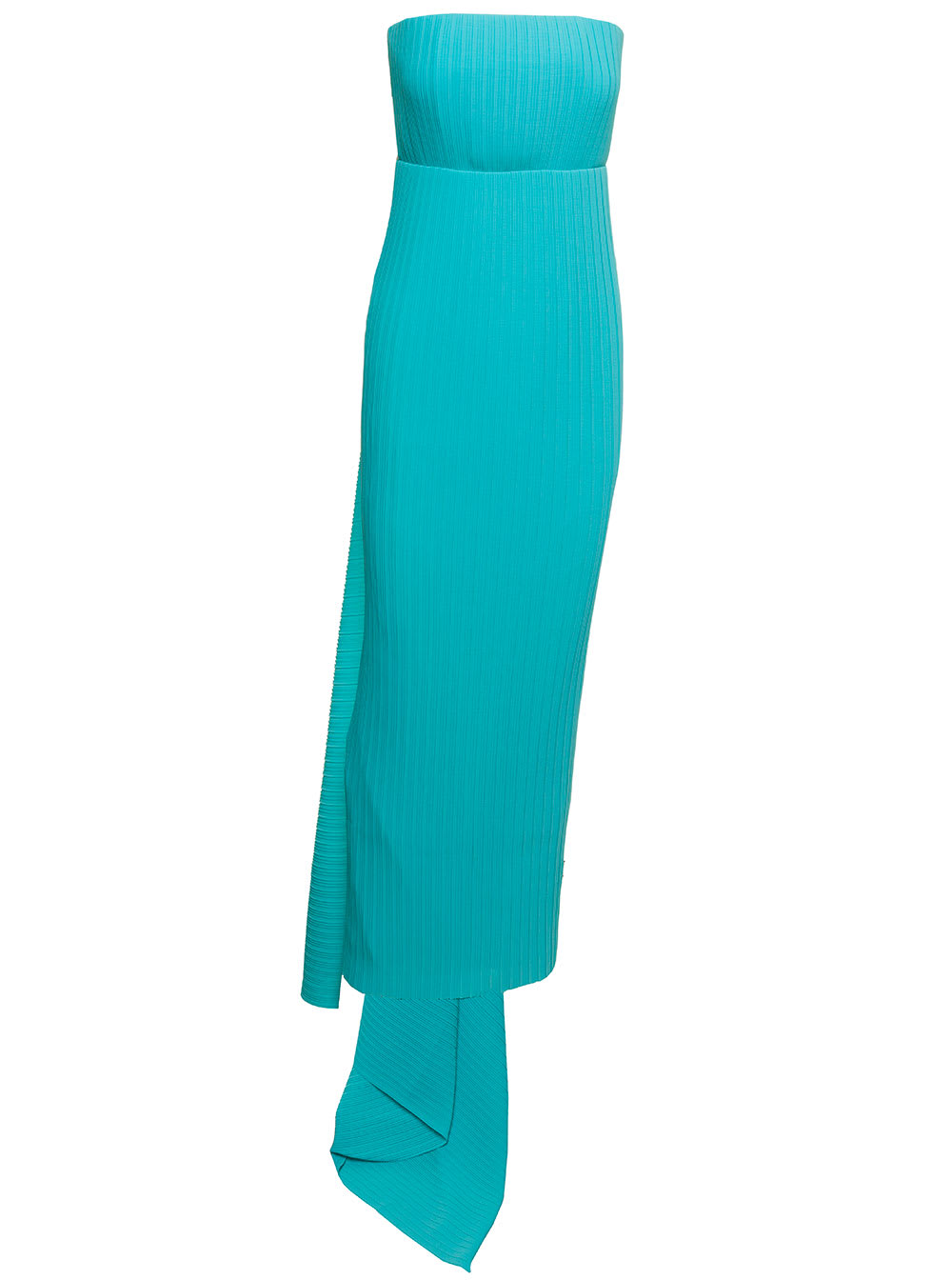 Harlee Solace London Woman Light Blue Pleated Dress With Long Train