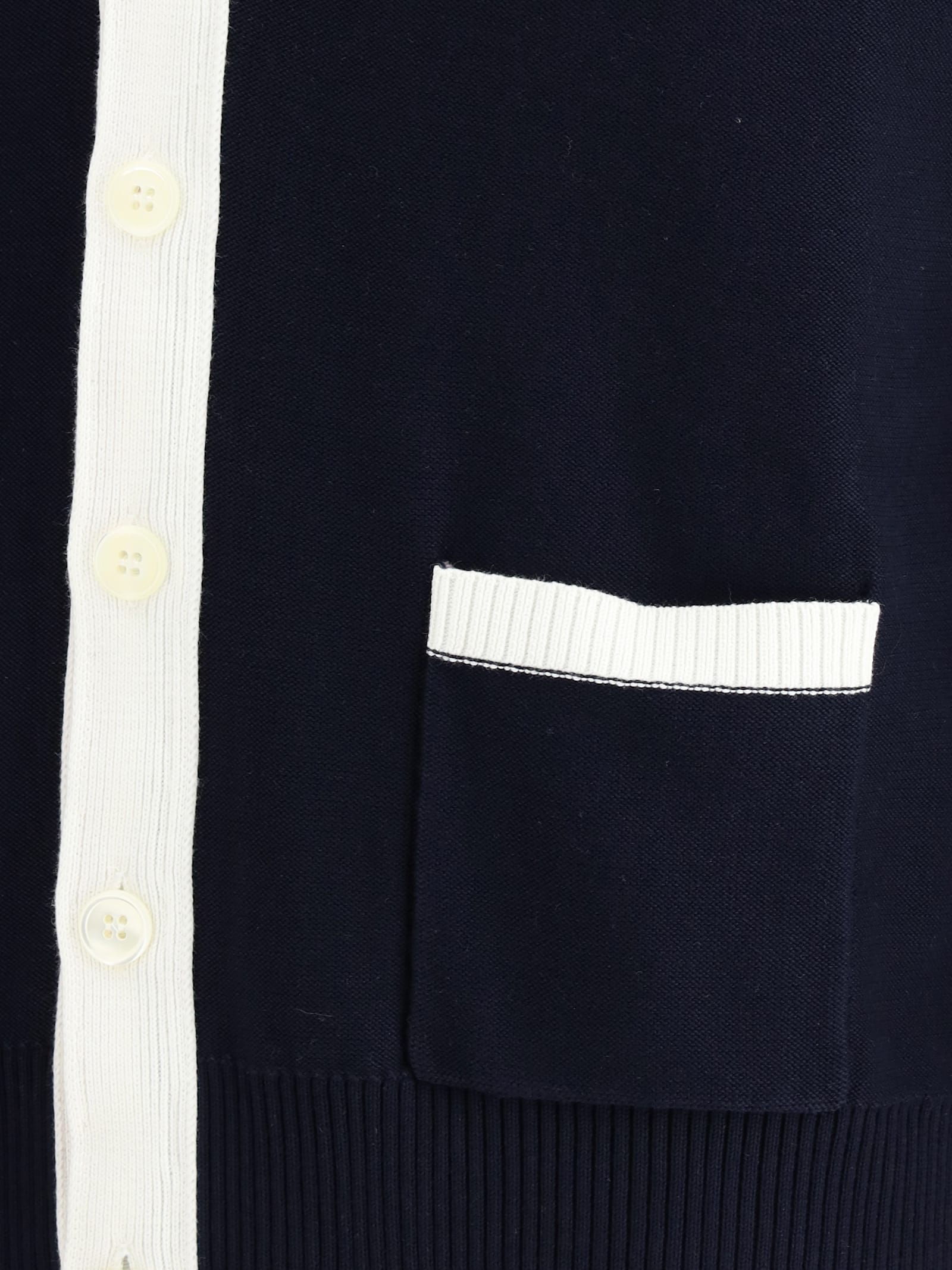 Thom Browne Cardigan With Iconic Stripes In Navy