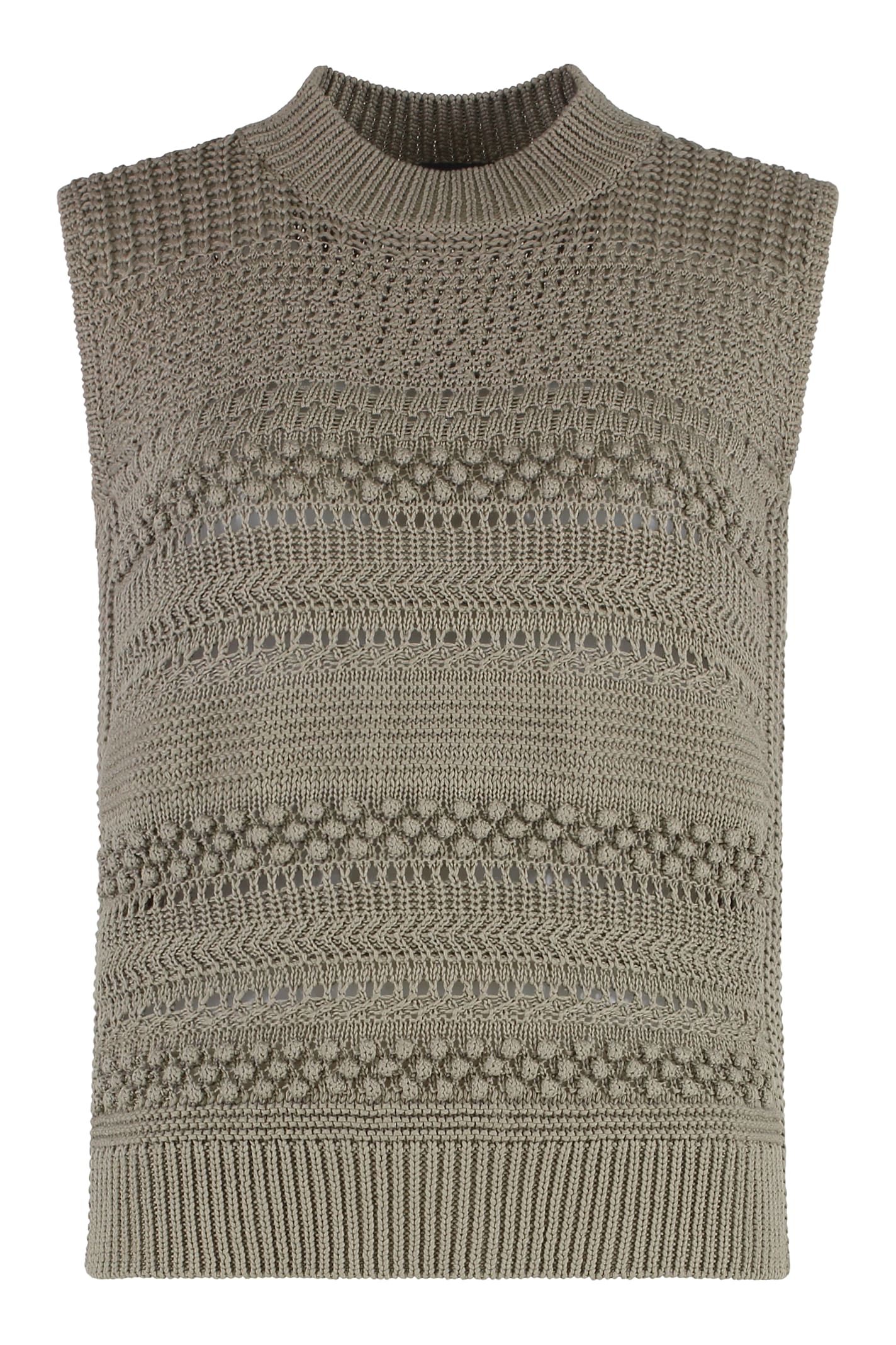 Fabiana Filippi Crew Neck Knitted Vest In Green