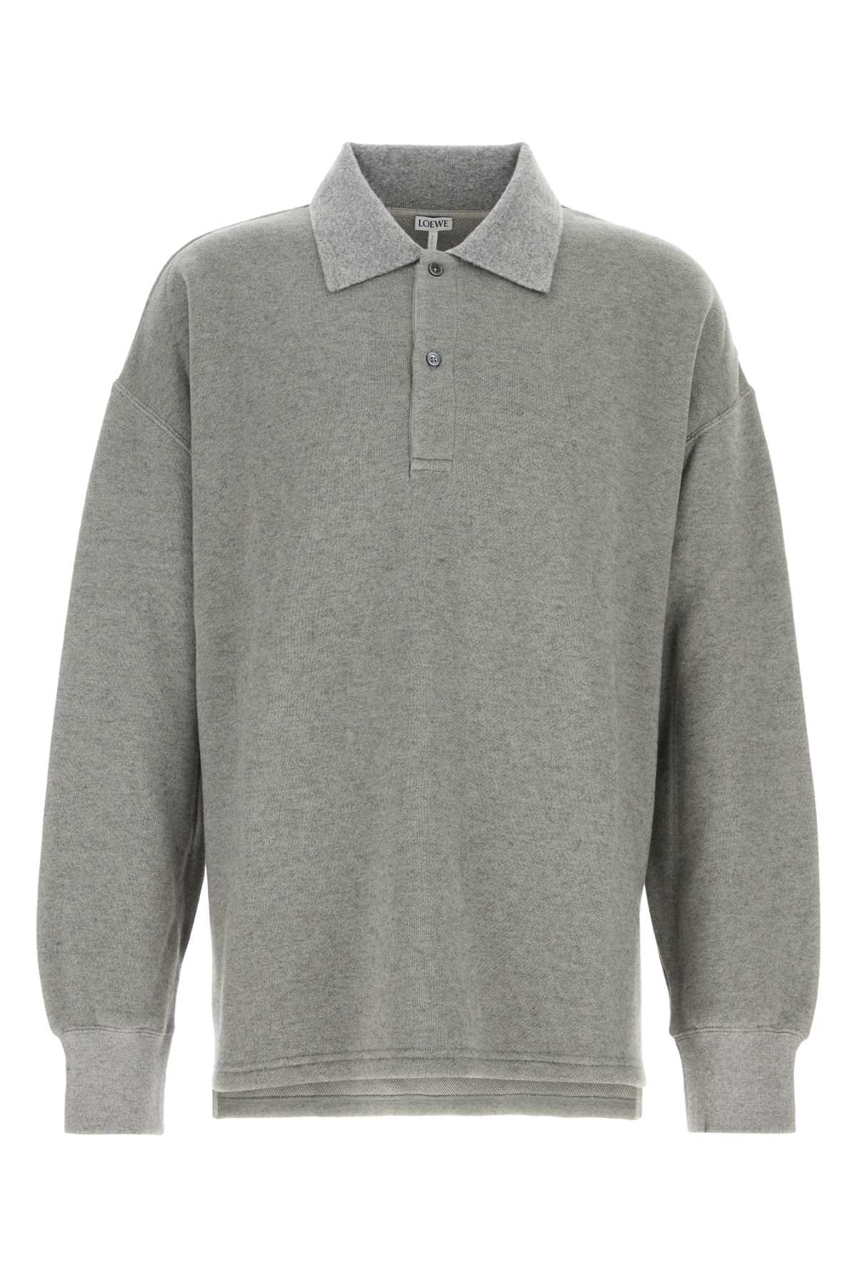 Loewe Grey Cotton Blend Oversize Polo Shirt In Leadgrey