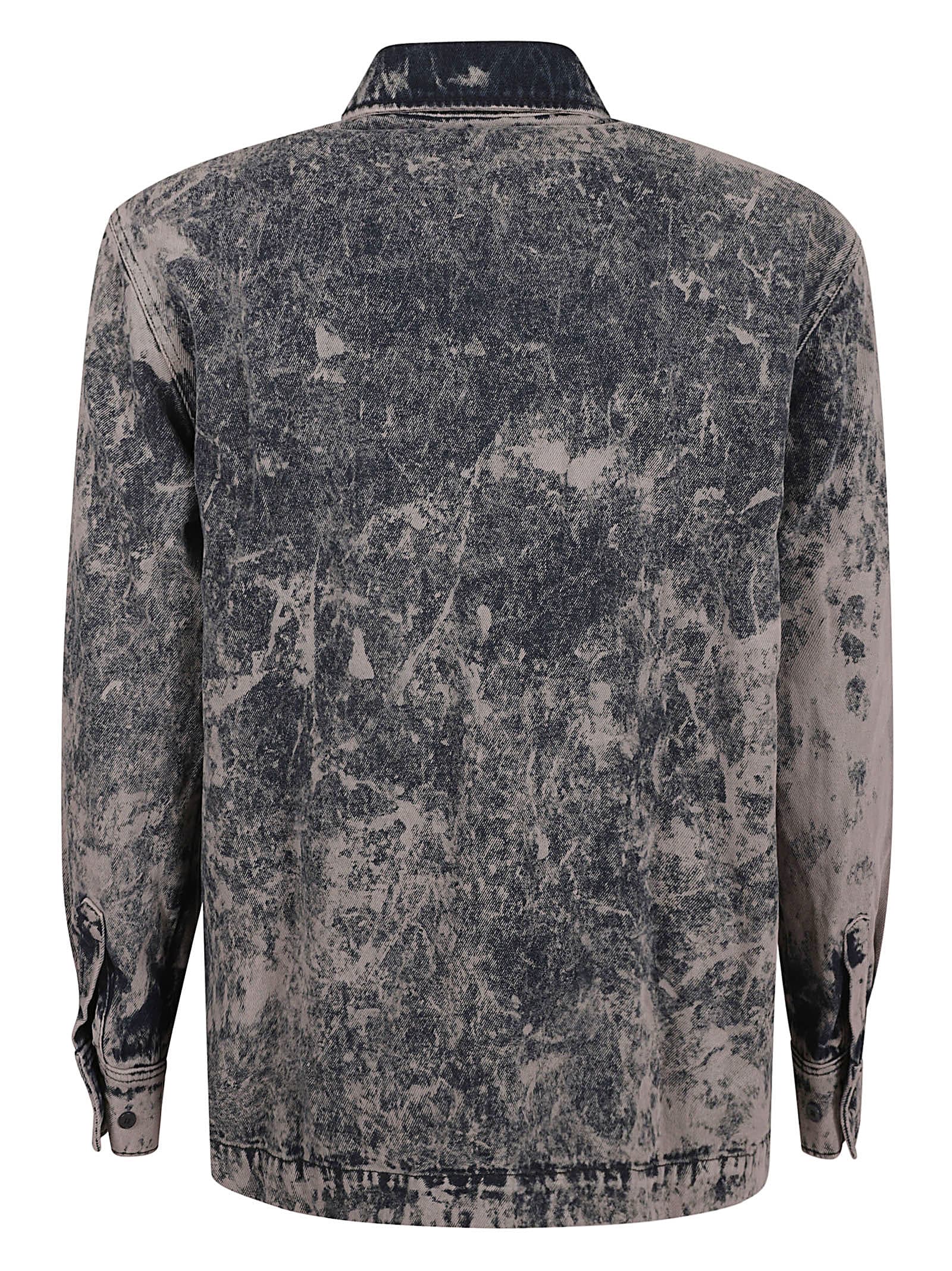 Shop Etudes Studio Overdyed Denim Oversized Shirt In Grey