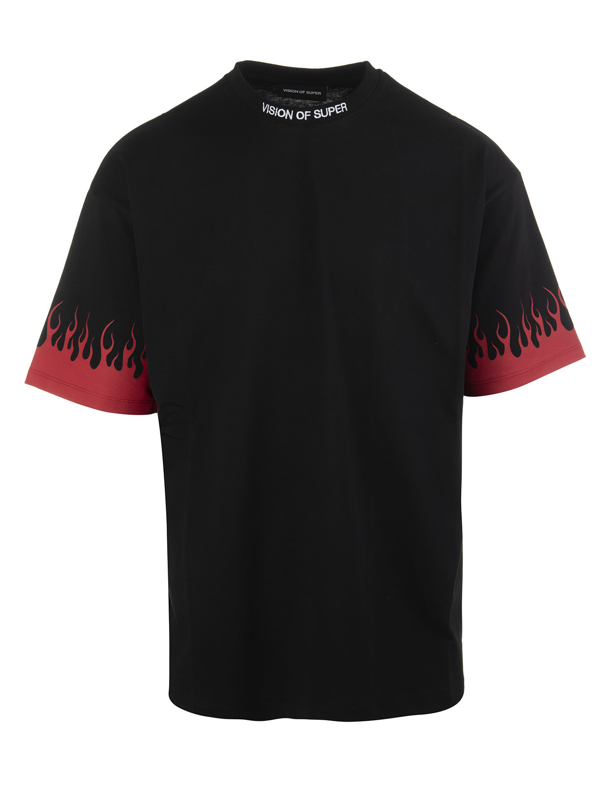 Vision of Super Black Oversize T-shirt With Red Flames