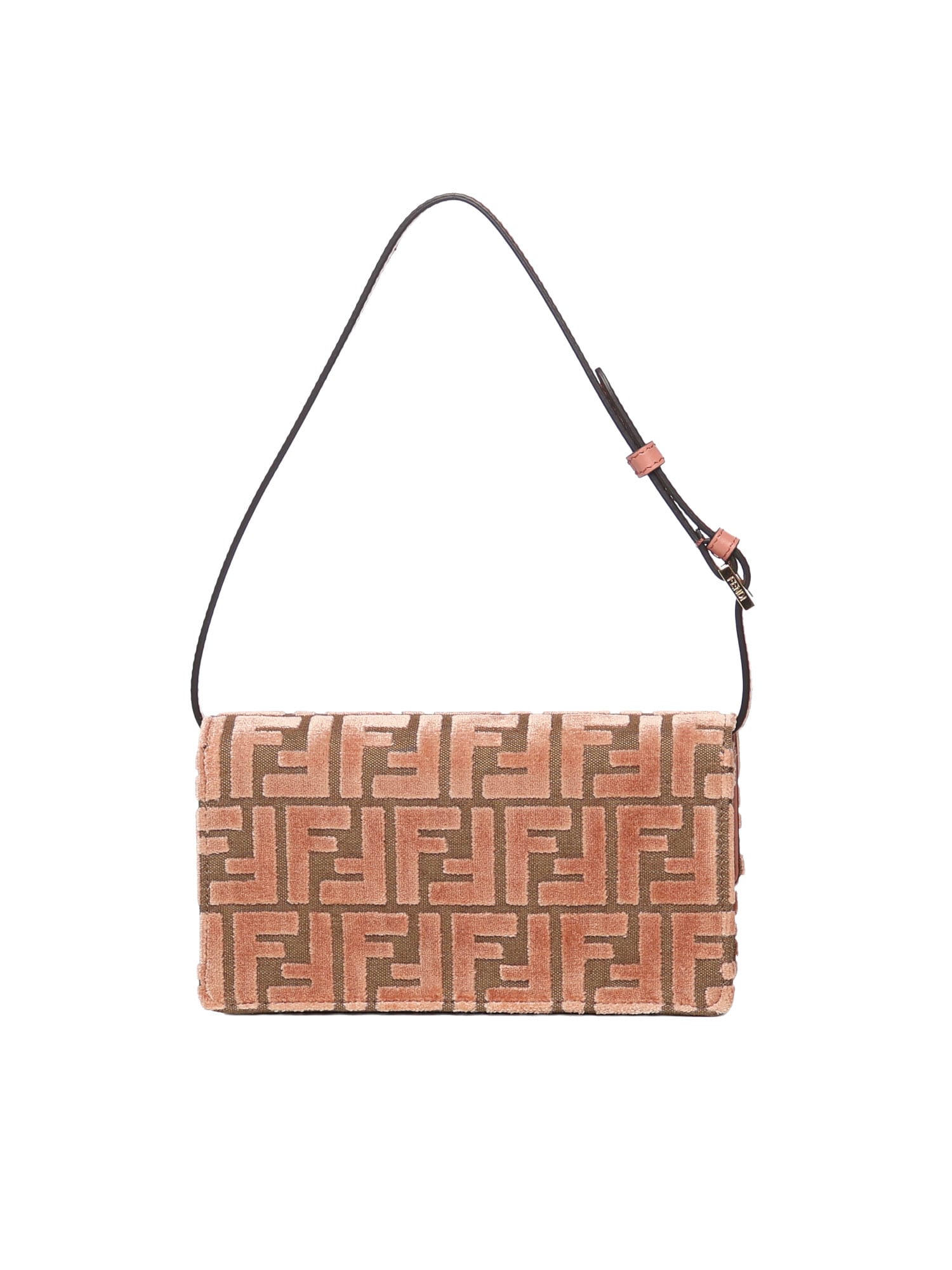 Fendi Ff Jacquard Baguette Wallet In Pink